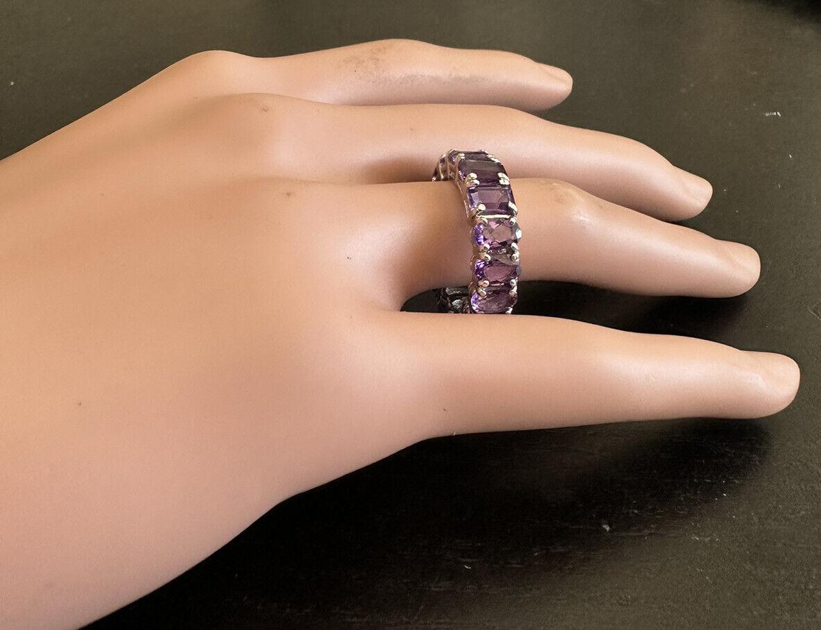 8.00 Carats Exquisite Natural Amethyst 14K Solid White Gold Ring For Sale 2