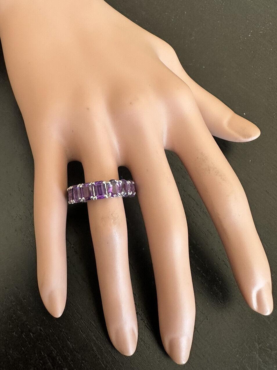 8.00 Carats Exquisite Natural Amethyst 14K Solid White Gold Ring For Sale 3