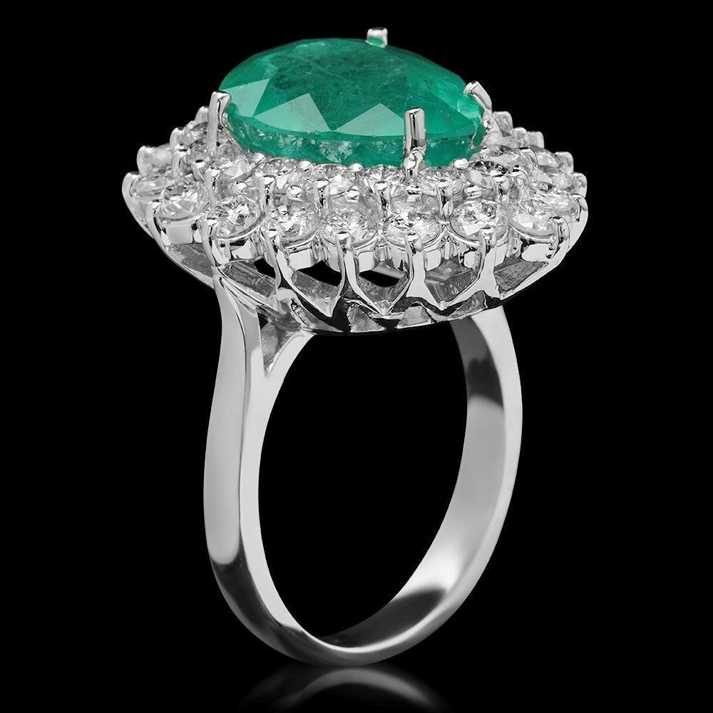 8.00 Carats Natural Emerald and Diamond 14K Solid White Gold Ring

Total Natural Green Emerald Weight is: Approx. 5.80 Carats

Emerald Measures: Approx. 13.00 x 11.00 x 7.00 mm

Natural Round Diamonds Weight: Approx. 2.20 Carats (color G-H / Clarity