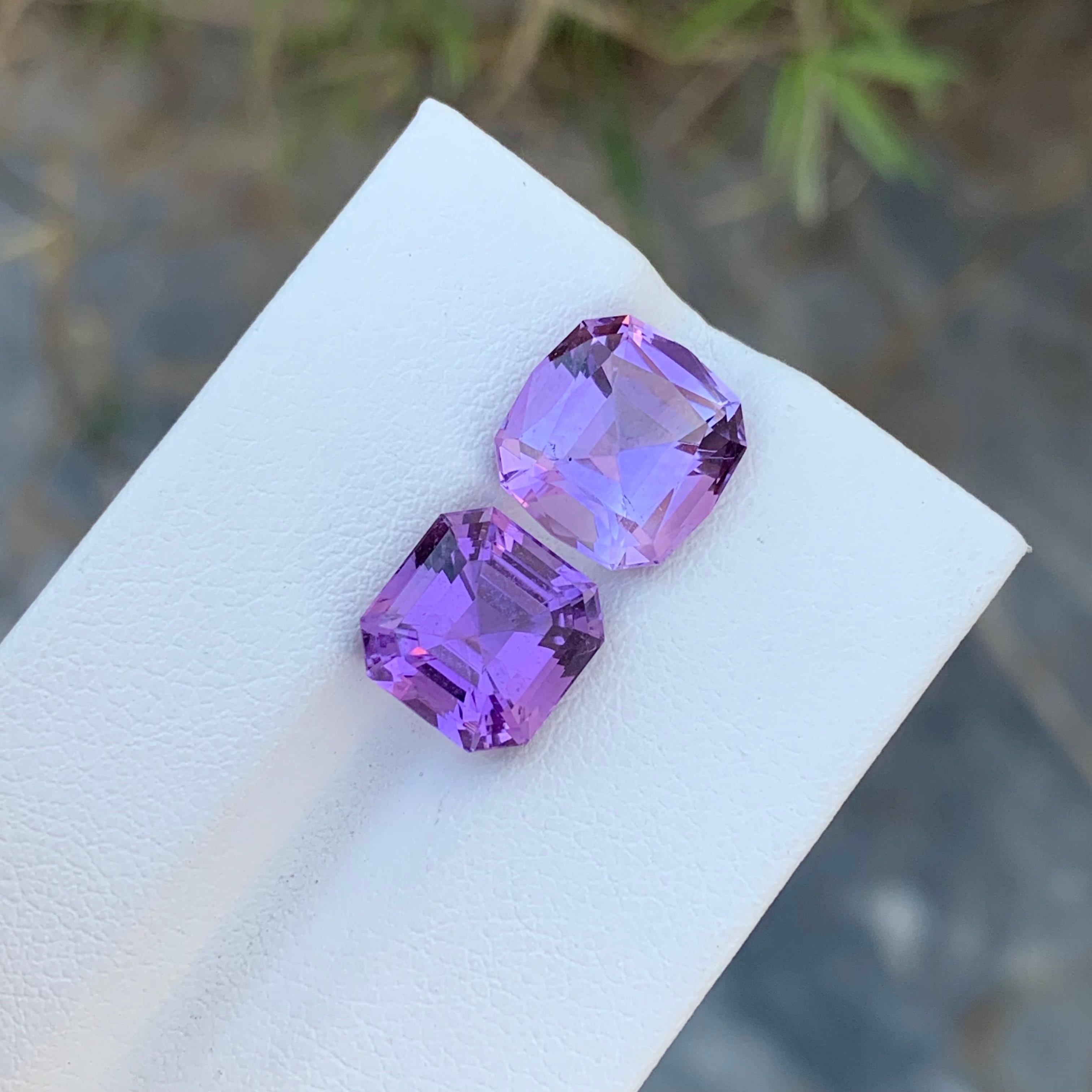 Mixed Cut 8.00 Carats Natural Loose Amethyst Pair Gem For Jewellery Making  For Sale