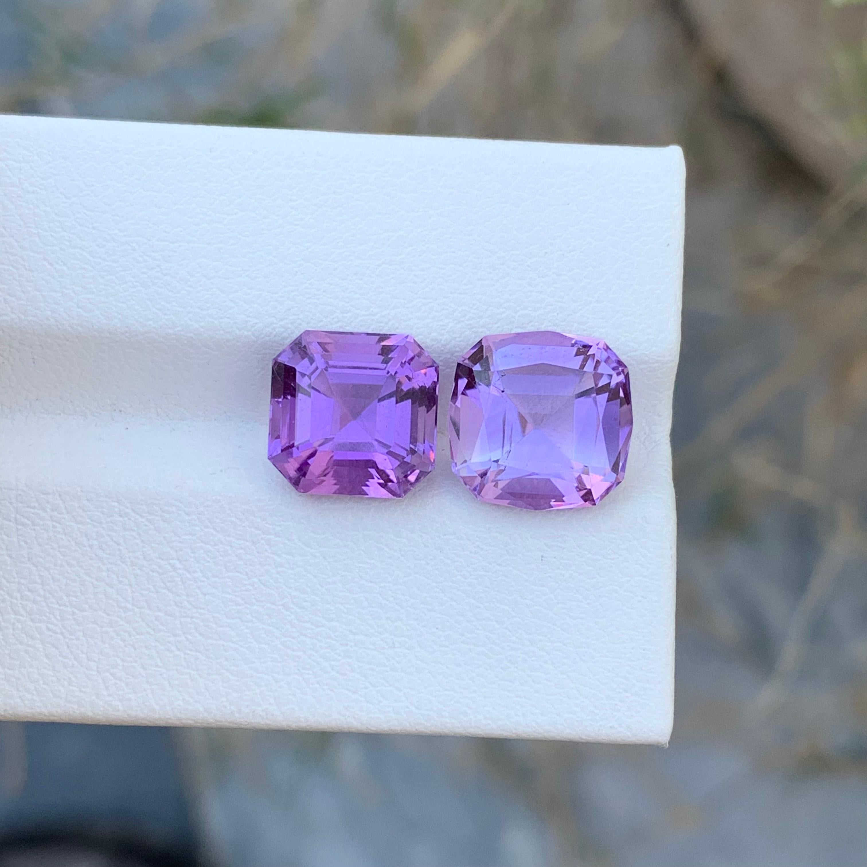 8.00 Carats Natural Loose Amethyst Pair Gem For Jewellery Making  In New Condition For Sale In Peshawar, PK