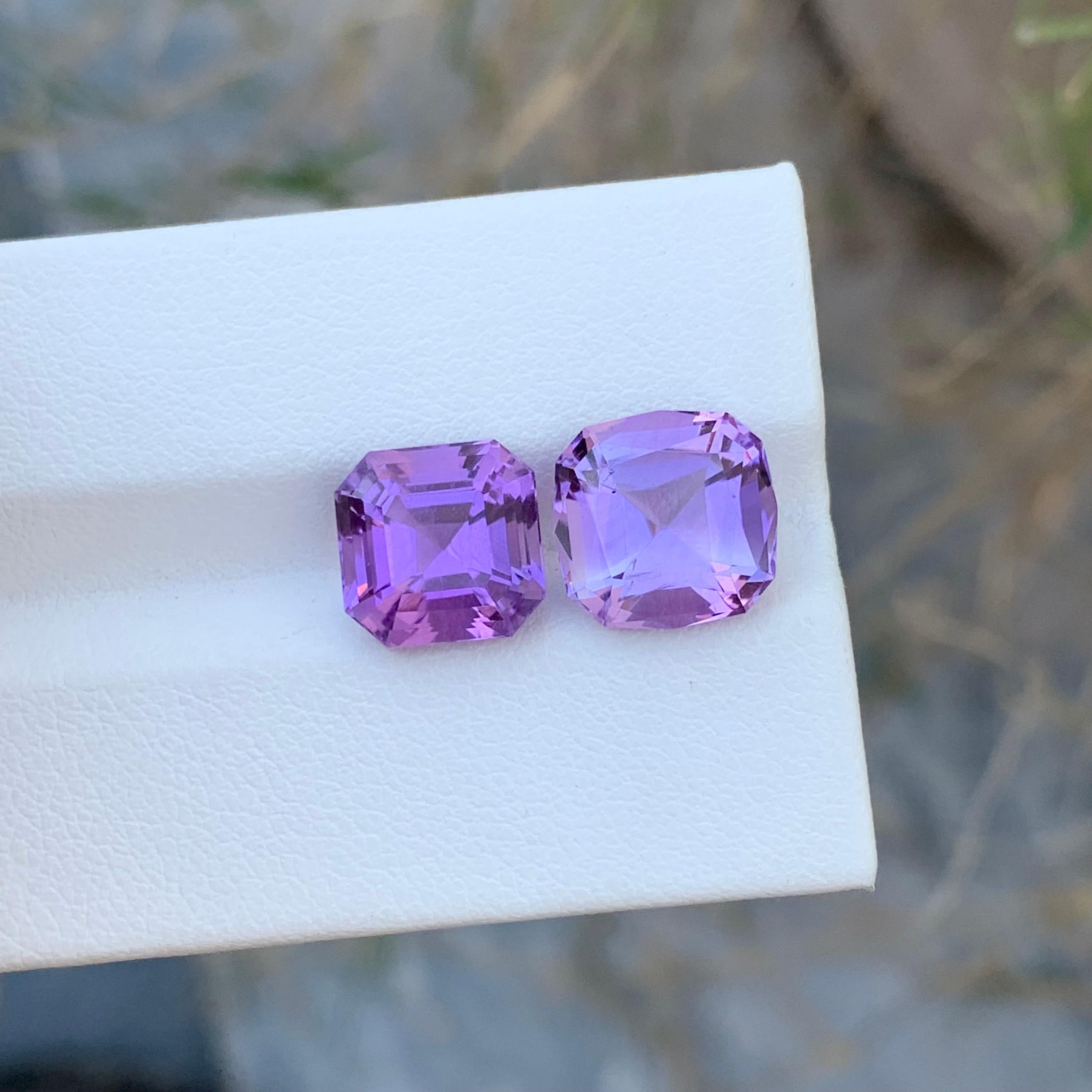 Women's or Men's 8.00 Carats Natural Loose Amethyst Pair Gem For Jewellery Making  For Sale
