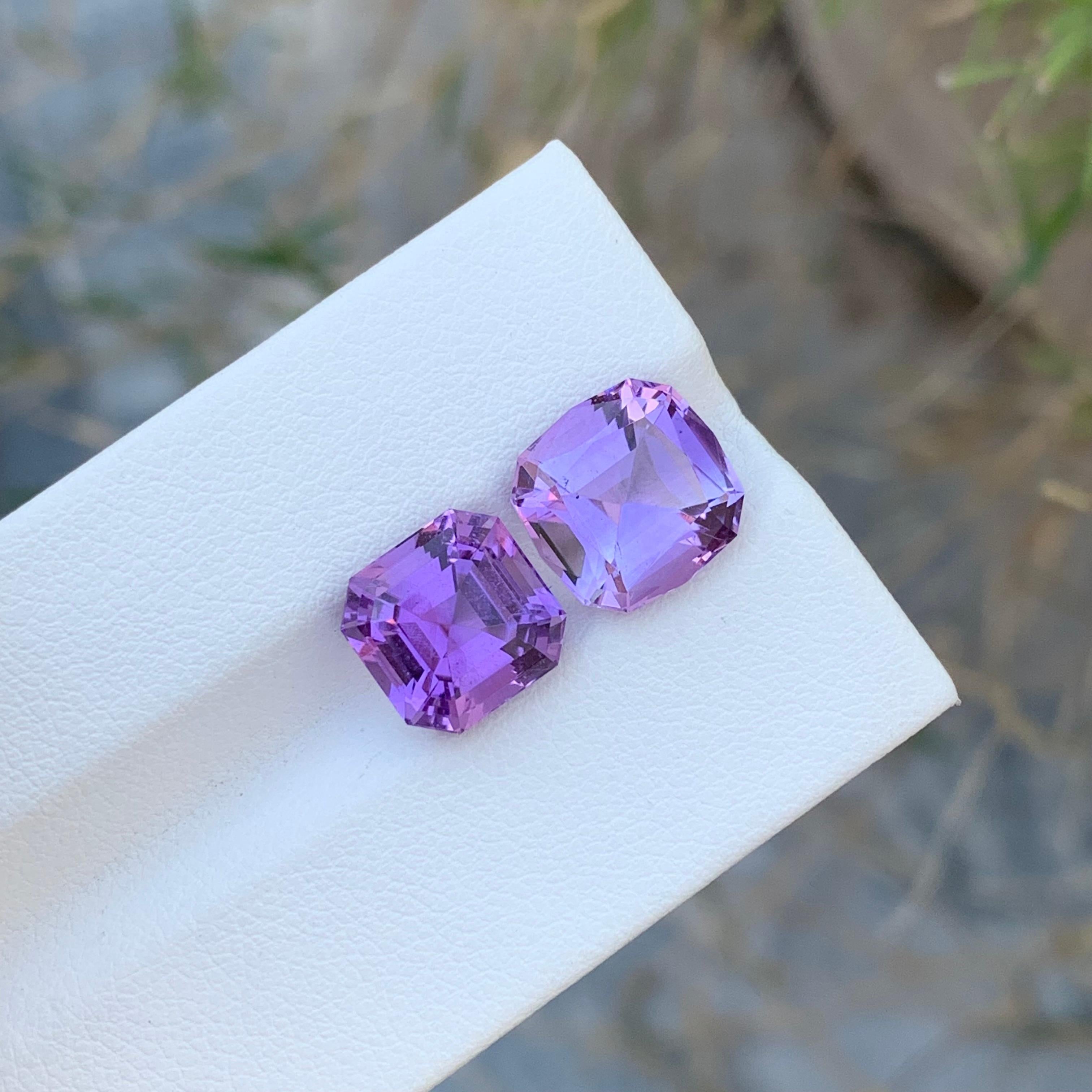 8.00 Carats Natural Loose Amethyst Pair Gem For Jewellery Making  For Sale 2