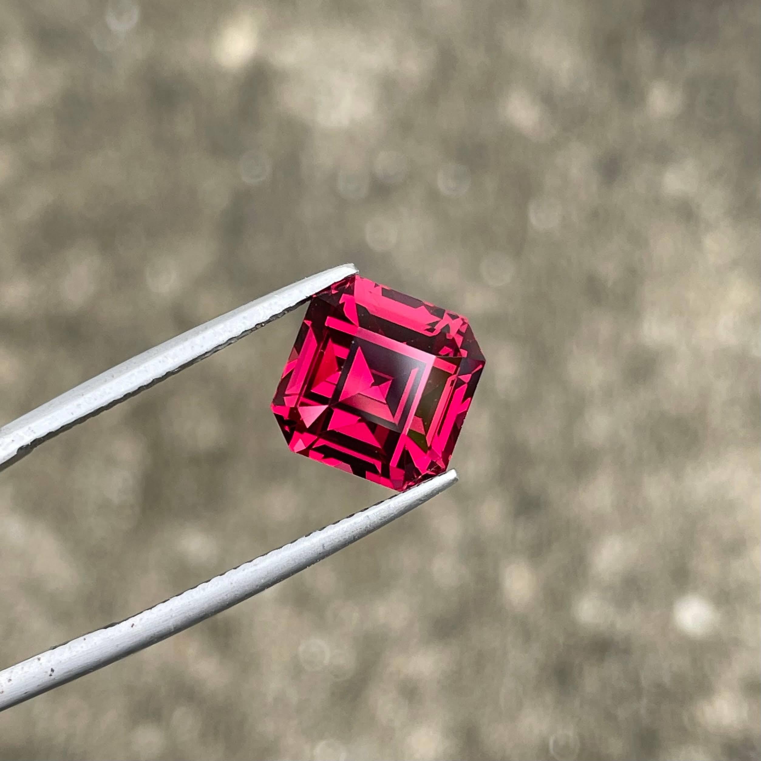 Taglio Asscher 8.00 carati di granato rosa violaceo, pietra naturale africana con taglio Asscher