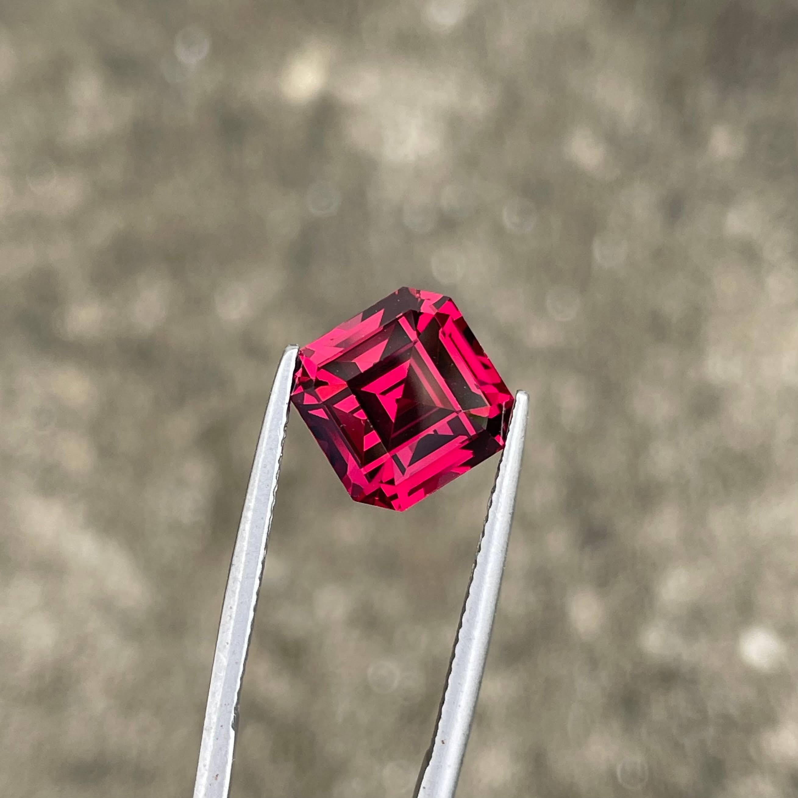 8.00 carati di granato rosa violaceo, pietra naturale africana con taglio Asscher 1