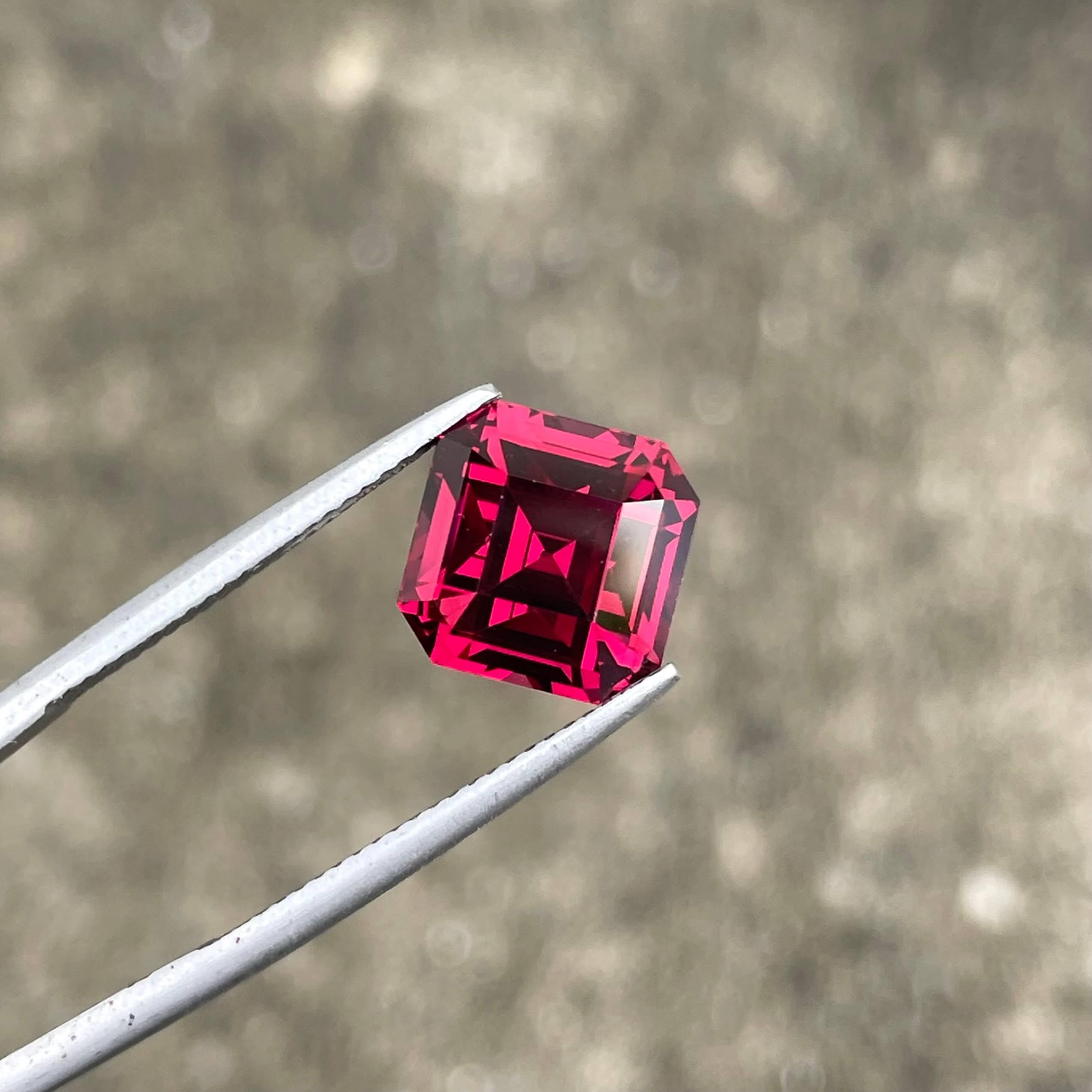 8.00 carati di granato rosa violaceo, pietra naturale africana con taglio Asscher 2