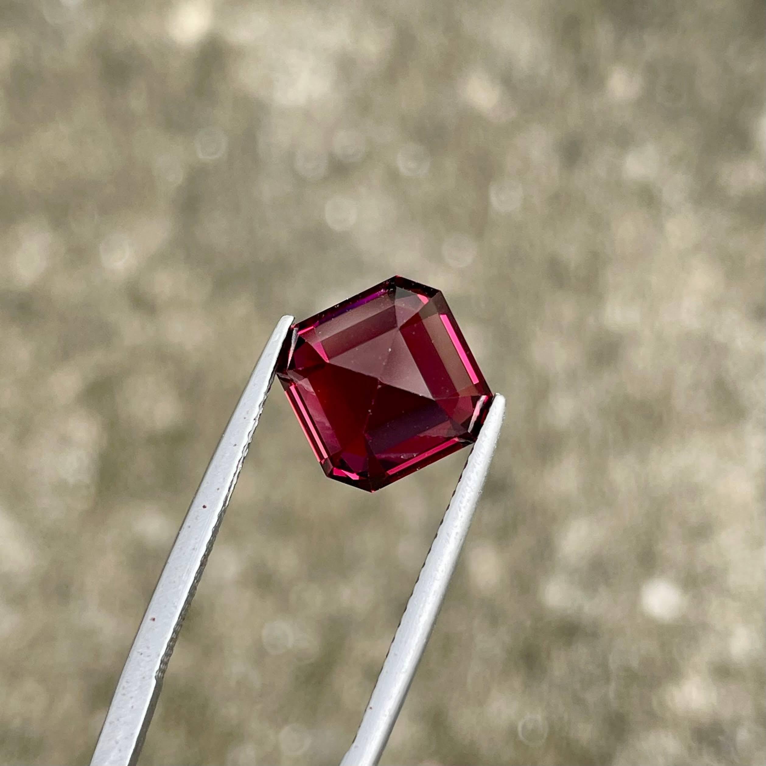 8.00 carati di granato rosa violaceo, pietra naturale africana con taglio Asscher 3