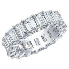 8,00 Ct. Eternity-Ring, Smaragdschliff, natürlicher Diamant, Farbe G, Reinheit VS1, Platin