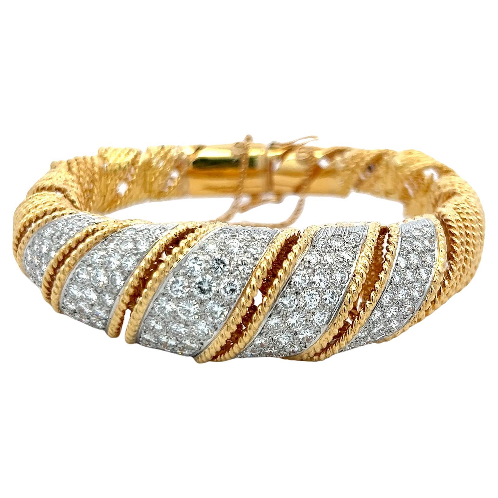 8.00 CT G VS Diamante Pulsera Vintage Oro Amarillo 18K Diseño Statement