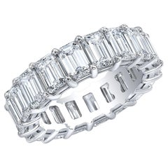 8.00 Carat Shared Prong Emerald Cut Diamond Eternity Ring G Color / VS1 18K Gold