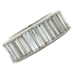 8.00 CTW Baguette Diamond Platinum Eternity Band Ring Size 6