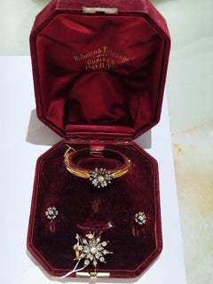 800 Gold Jewelry Set with Diamonds - 19 Karat - 19th Century