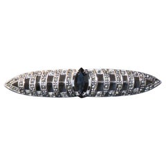 $800 Importante spilla con cristallo di Marcasite in oro 18KT sovrapposto di proprietà Art Deco
