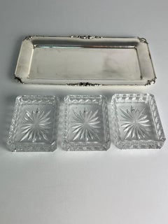 800 Silver And Glass Appetizer Dish, Made in Italy, 1980s