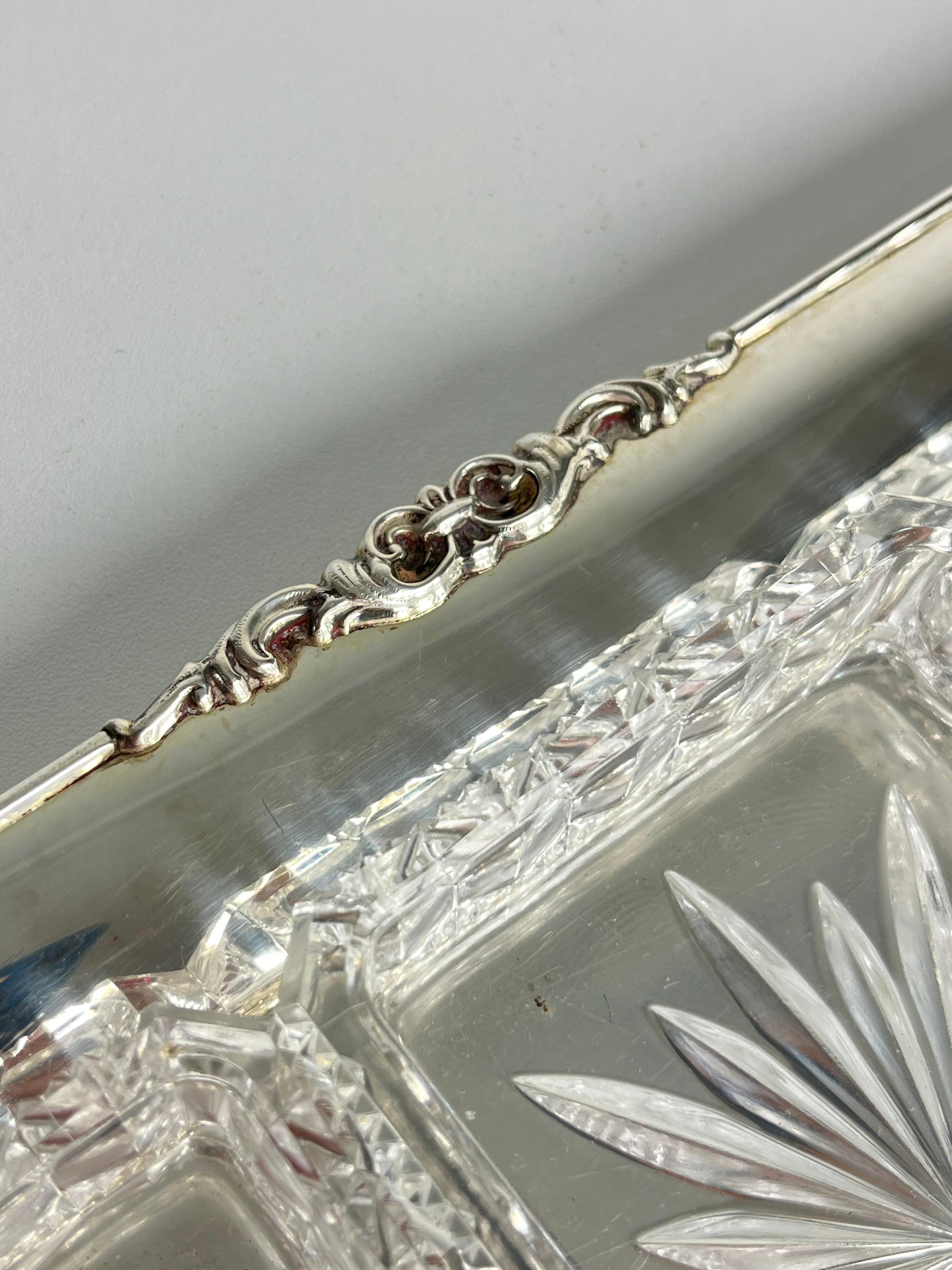 800 Piatto da antipasto in argento e vetro, Made in Italy, anni '80 in vendita 3