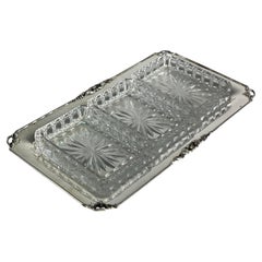Appetizerschale aus 800er Silber und Glas, hergestellt in Italien, 1980er Jahre