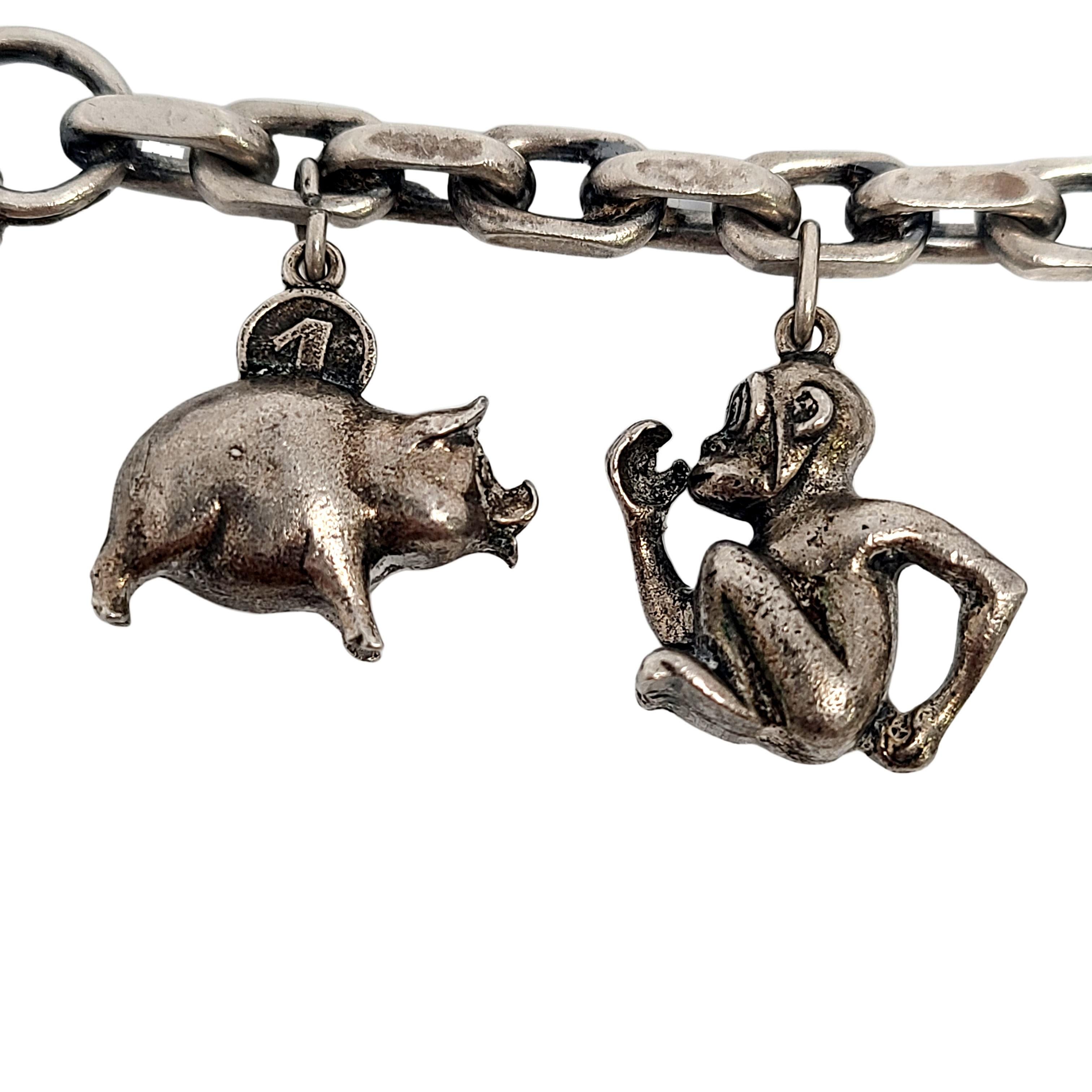 800 Silver Animal Charm Bracelet #11021 For Sale 3