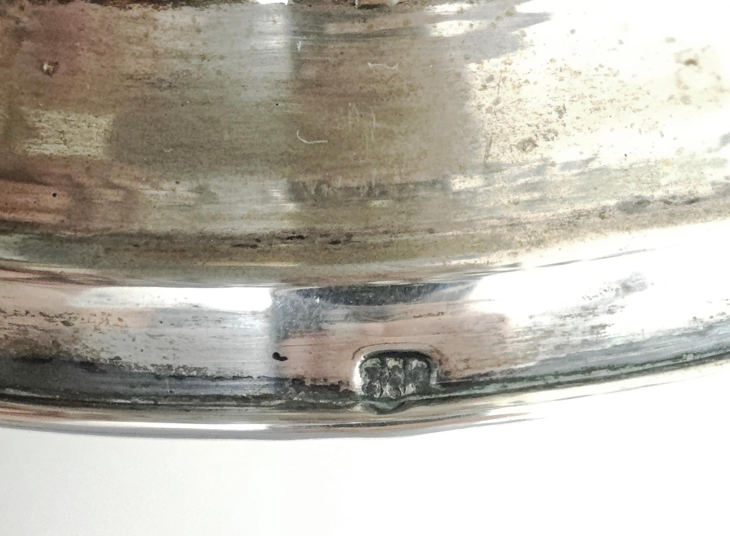 Ashtray in cast and embossed 800 silver, Italian production, 1950s/1960s