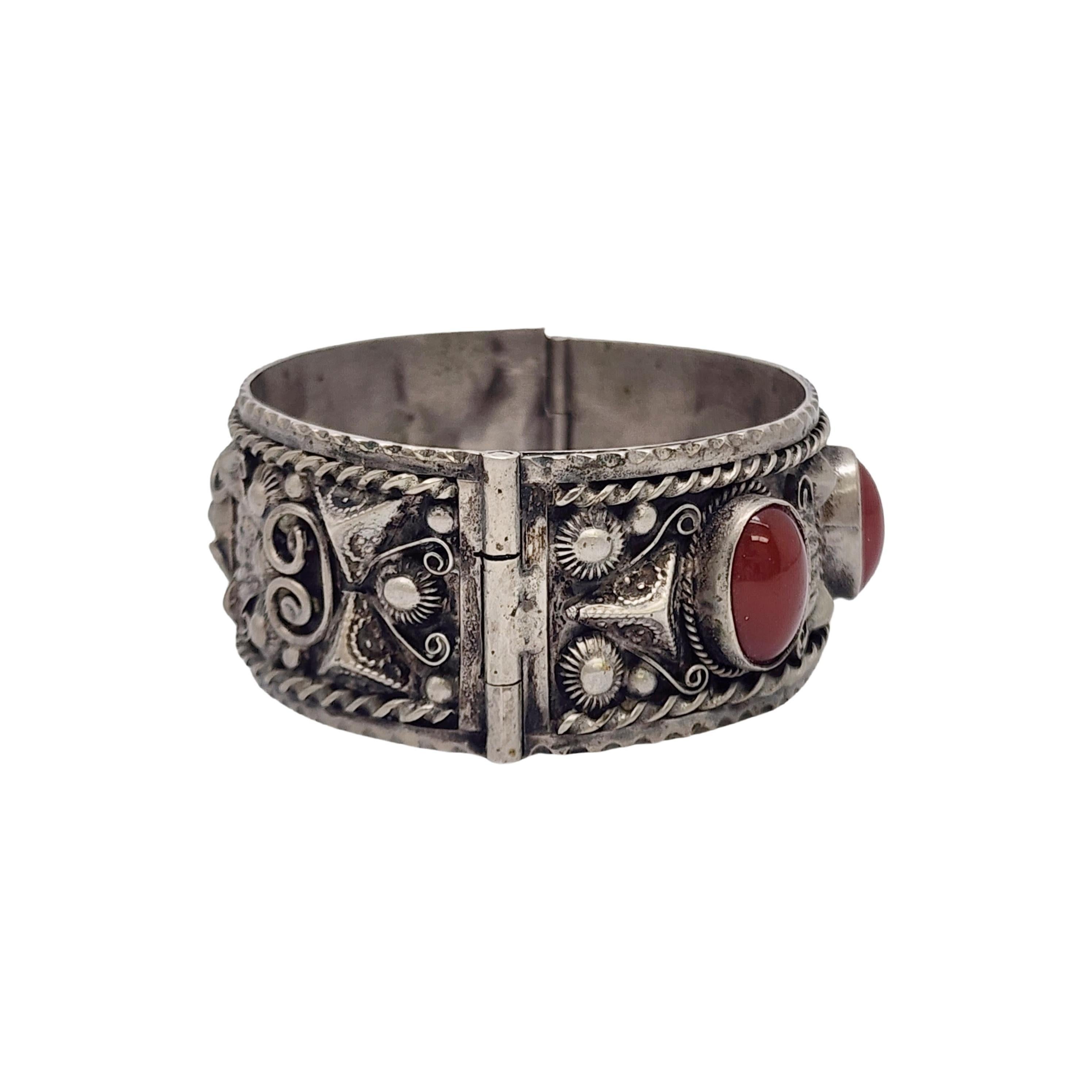 800 Argento Bracciale con cerniera in corniola berbera #17901 In condizioni buone in vendita a Washington Depot, CT