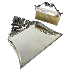 800 Ramasse-miettes et brosse en argent, fabriqués en Italie, années 1980