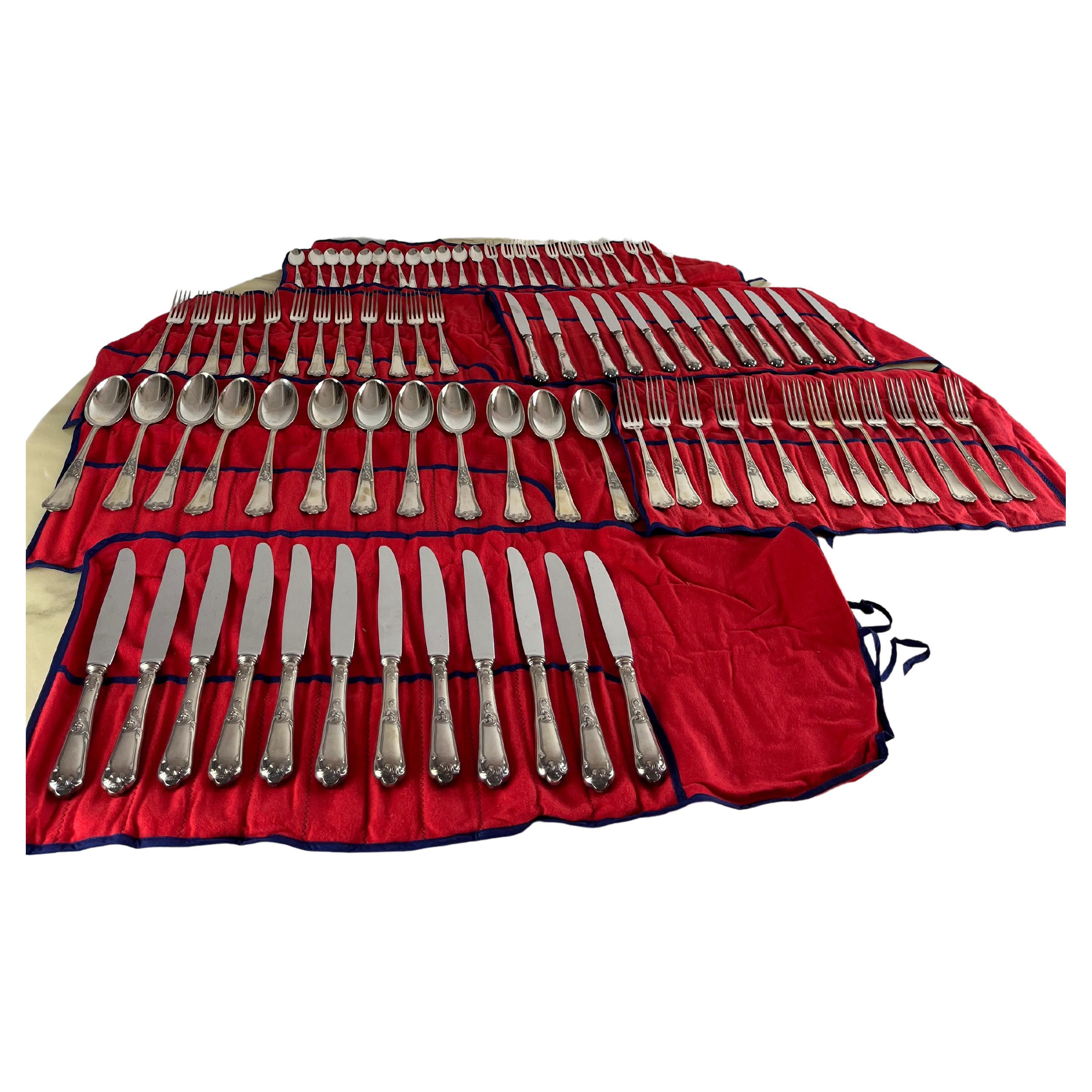 800 Silver Cutlery, 84 Pieces, Italy, 1960s For Sale