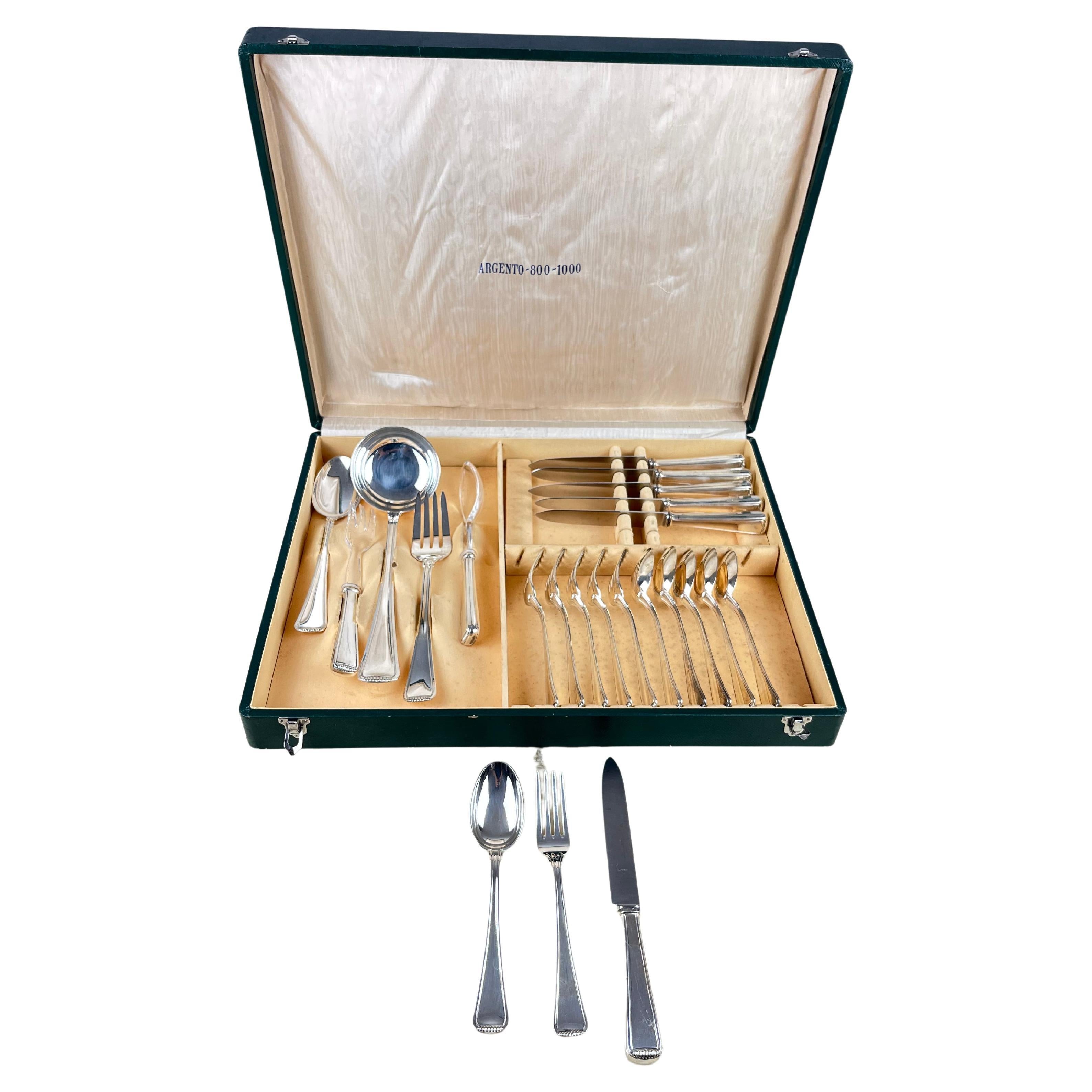 800 Silver Cutlery Set, Italy, 1980s For Sale