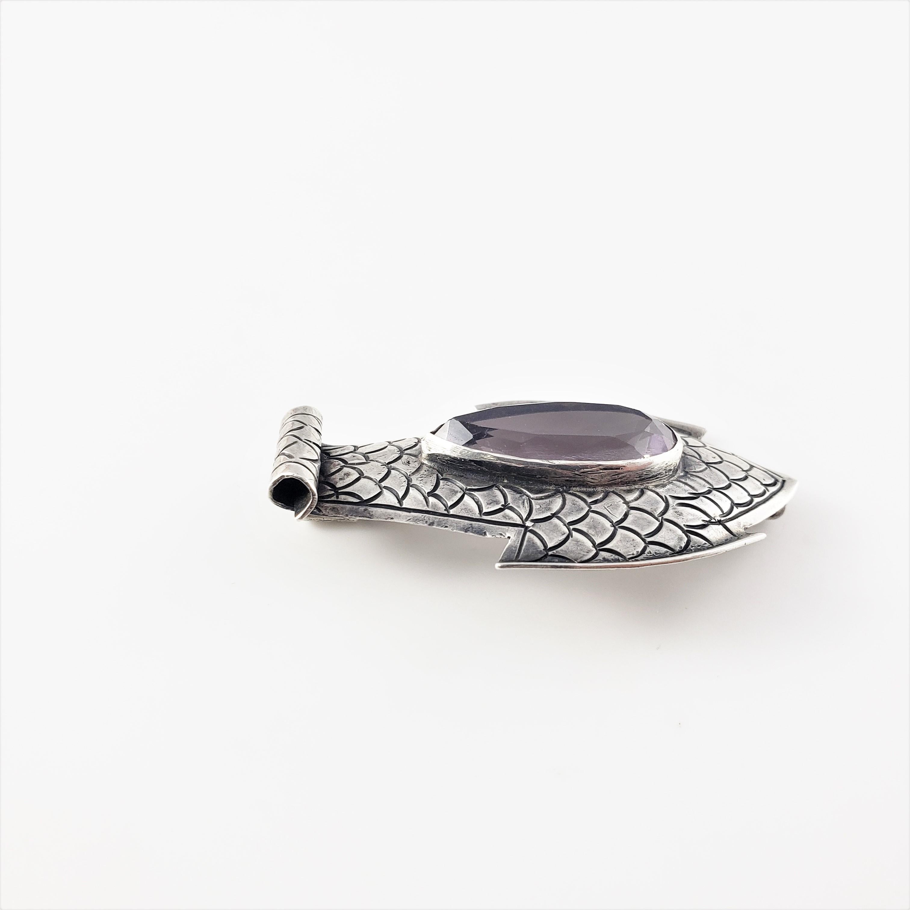 800 Silver Fish Amethyst Pin/Pendant In Good Condition For Sale In Washington Depot, CT
