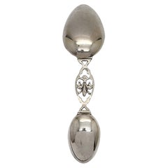Vintage 800 Silver Fleur de Lis Folding Medicine Spoon #15215