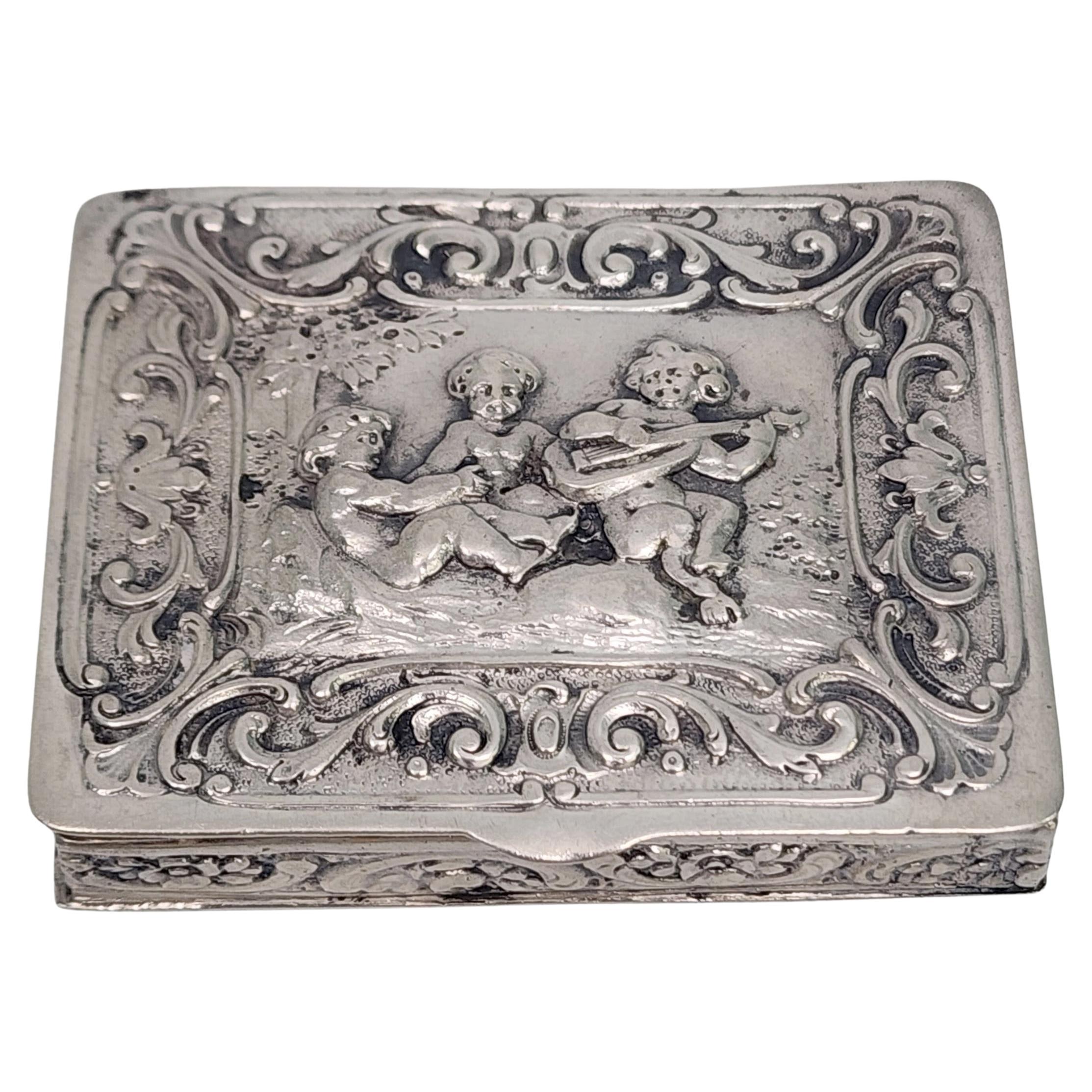 800 Silver Germany Repousse Snuff/Trinket/Pill Box #16529 For Sale