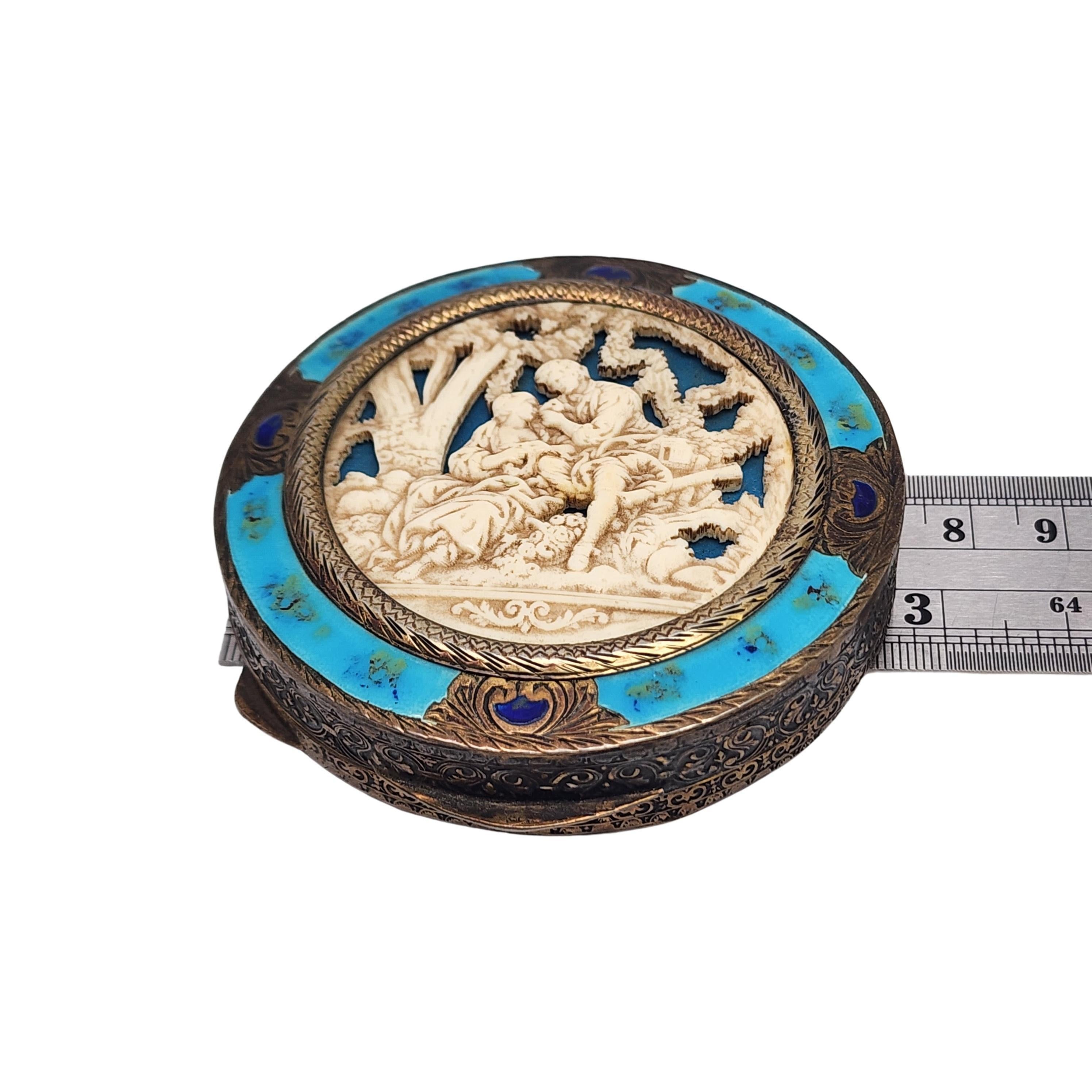 Italienischer geschnitzter Muschelspiegel, 800er Silber Gold Vermeil, Komapct #18463 im Angebot 6