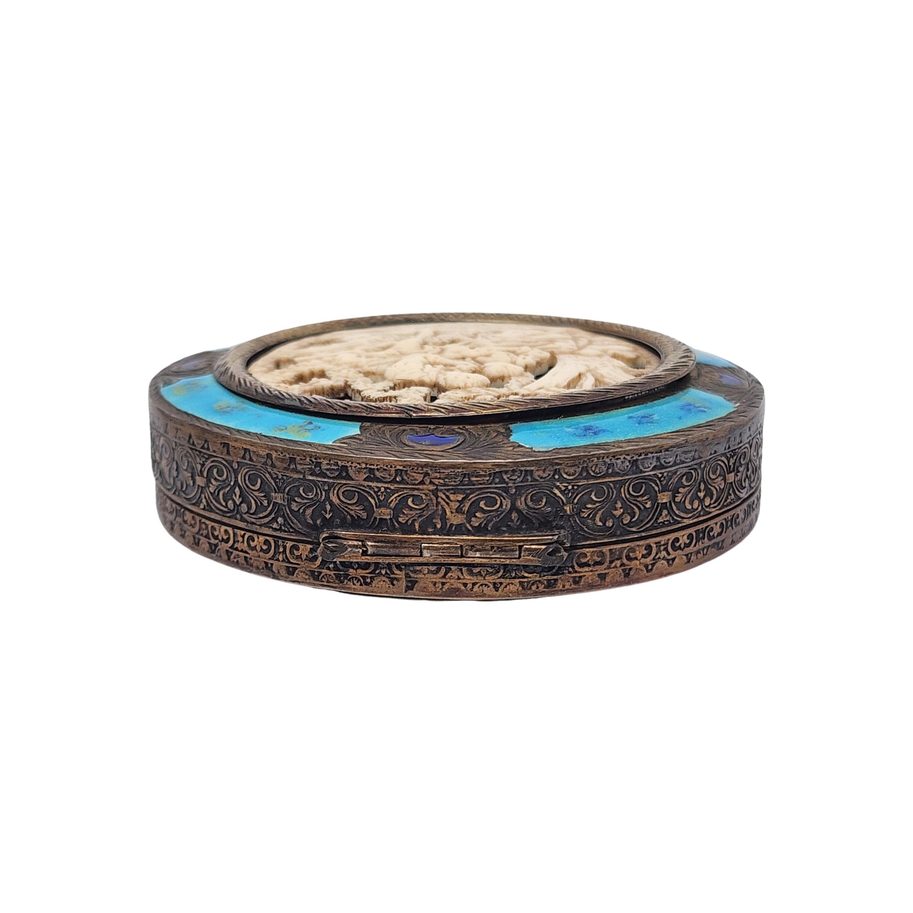 Italienischer geschnitzter Muschelspiegel, 800er Silber Gold Vermeil, Komapct #18463 Damen im Angebot
