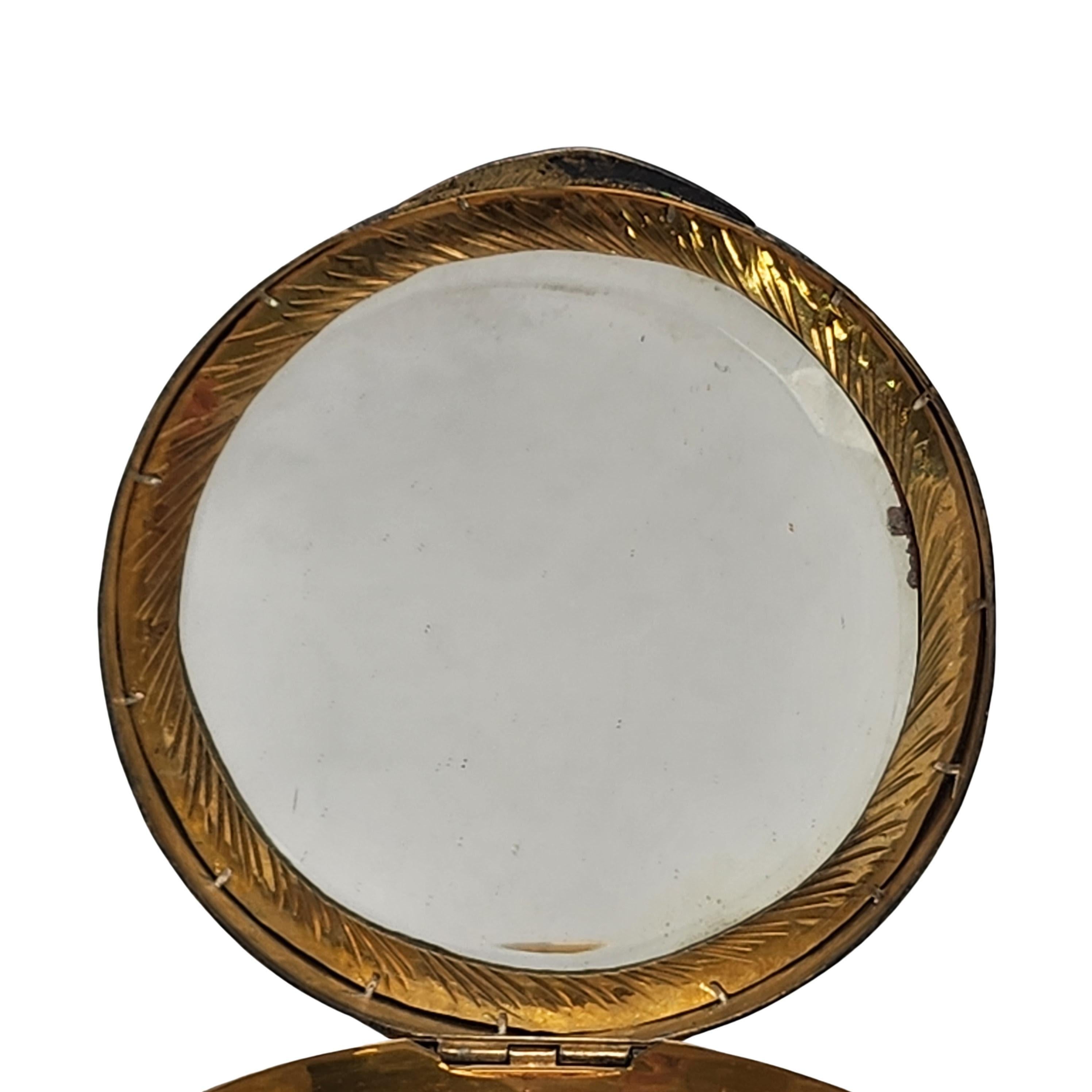 Italienischer geschnitzter Muschelspiegel, 800er Silber Gold Vermeil, Komapct #18463 im Angebot 2