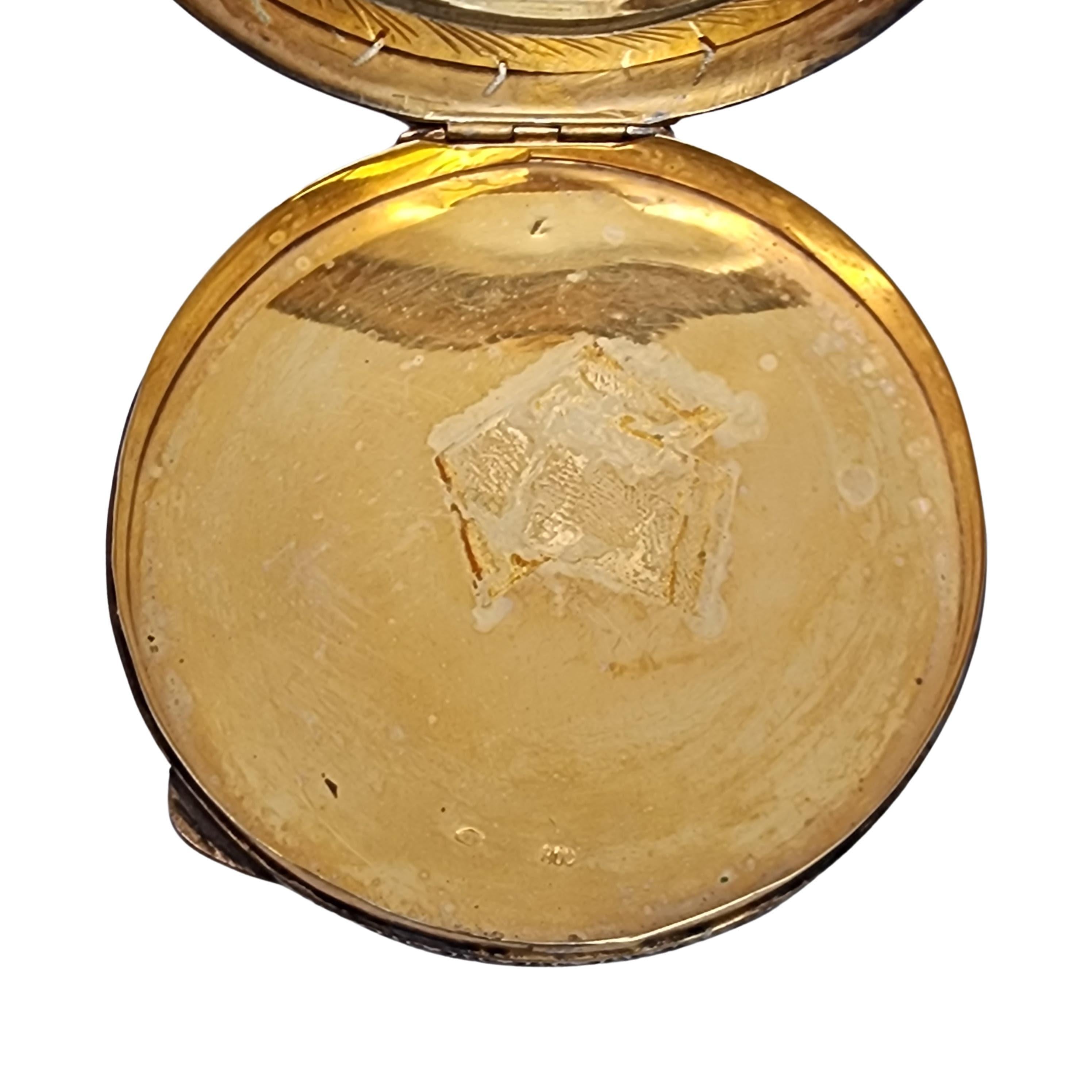 Italienischer geschnitzter Muschelspiegel, 800er Silber Gold Vermeil, Komapct #18463 im Angebot 3