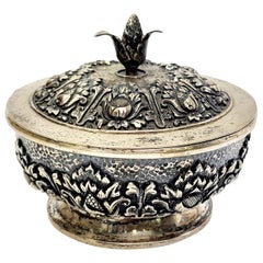 Vintage 800 Silver Repousse Lidded Bowl