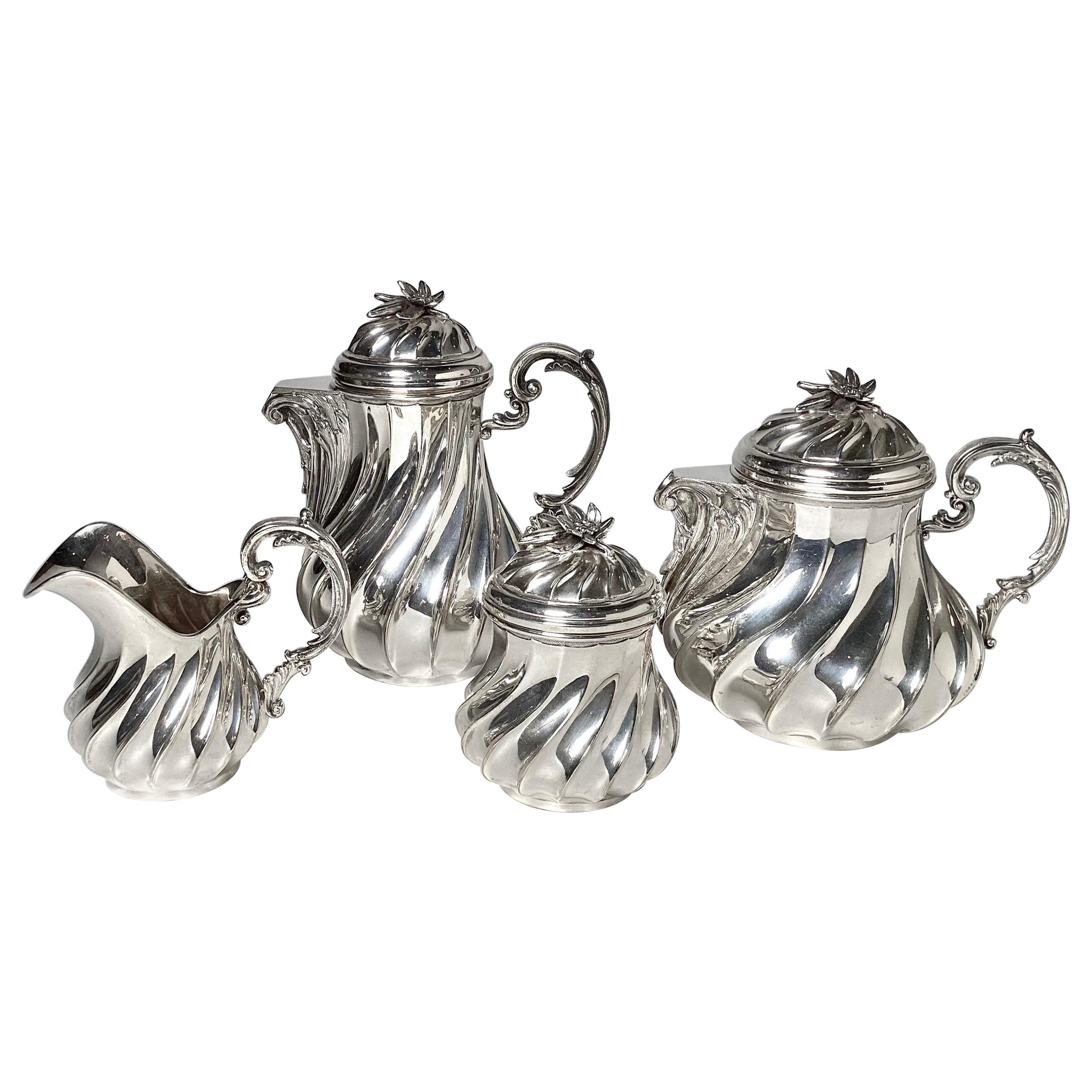 800 Silver Swirl 4 PC Tea/Coffee Set, Italy Mid-20th Century