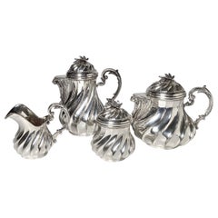 800 Silver Swirl 4 PC Tea/Coffee Set, Italy Mid-20th Century