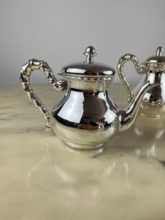 800 Silver Tea and Coffee set 4 pieces Made in Italy, 80s.