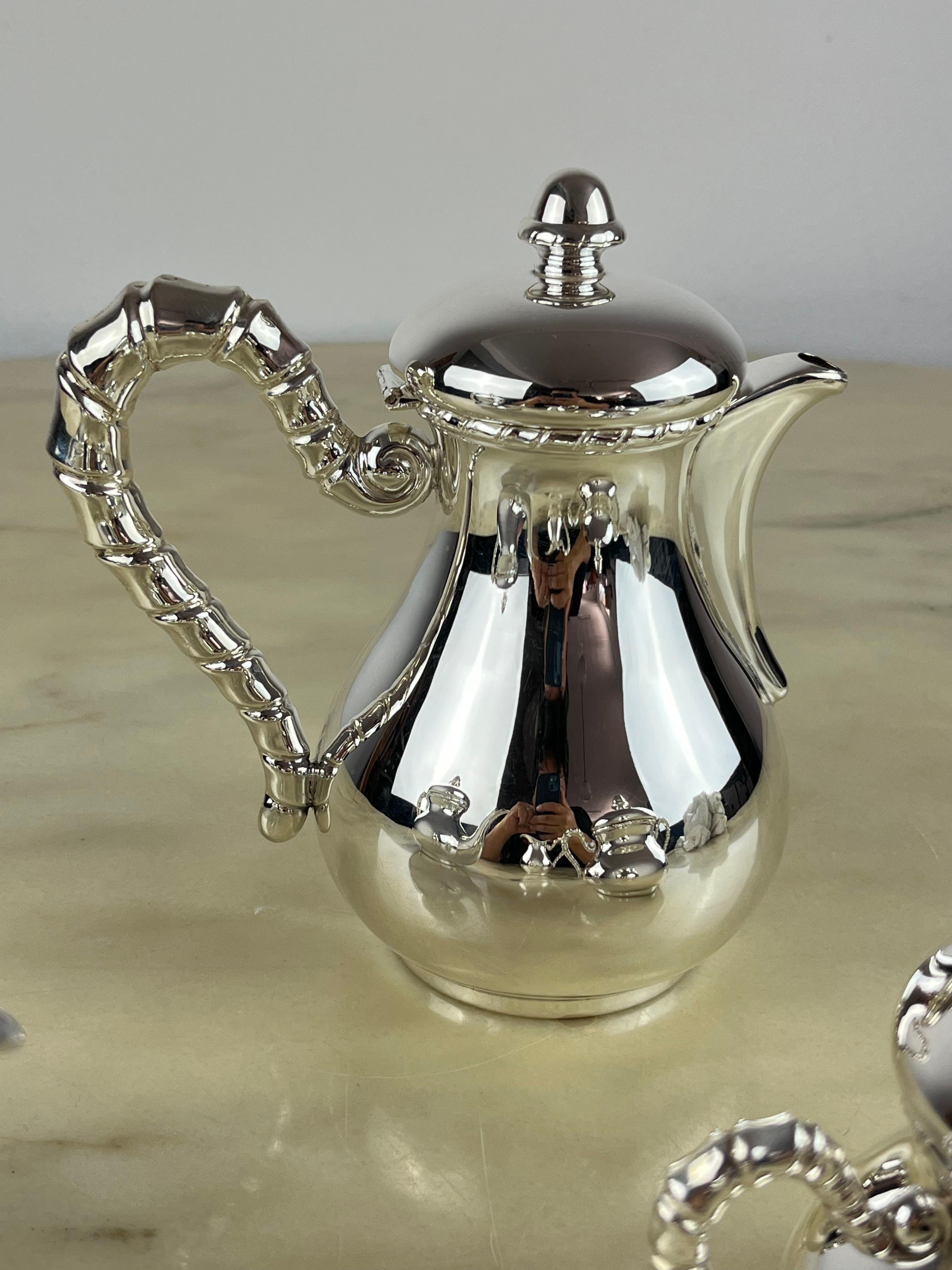 Italian 800 Silver Tea and Coffee set 4 pieces Made in Italy, 80s. For Sale