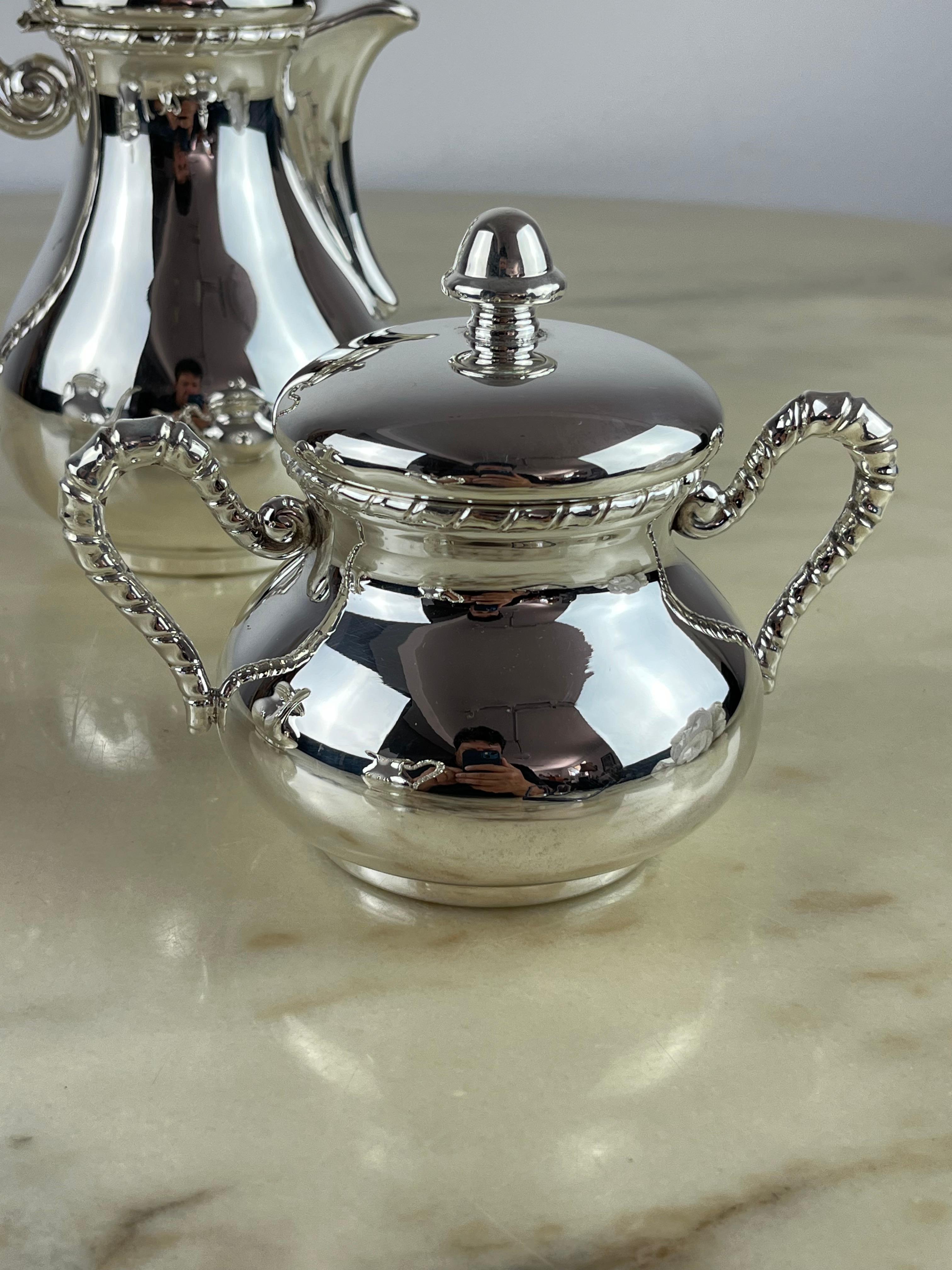 Other 800 Silver Tea and Coffee set 4 pieces Made in Italy, 80s. For Sale