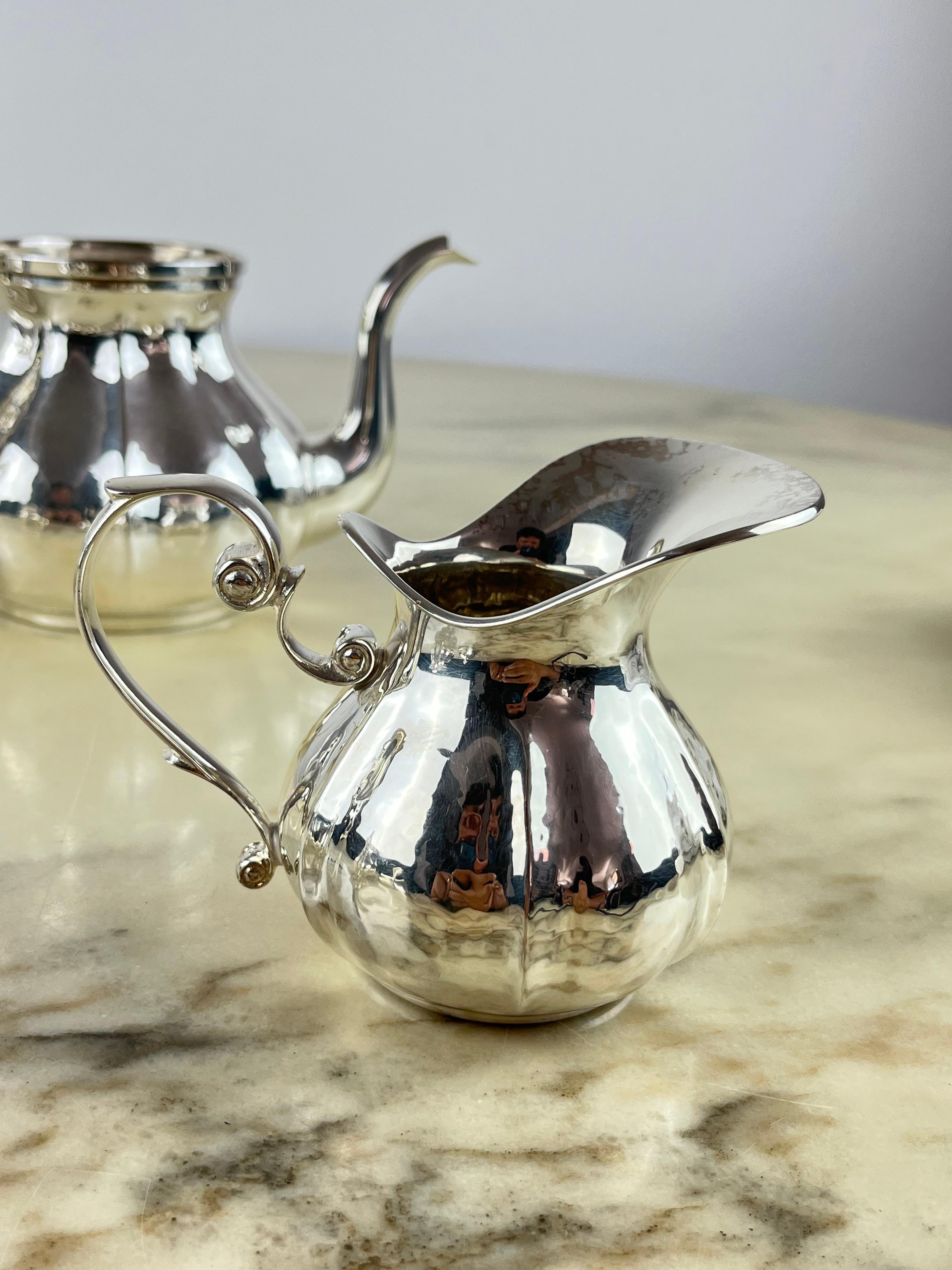 800 Silver Tea and Coffee set 4 pieces Made in Italy, 80s. In Good Condition For Sale In Palermo, IT