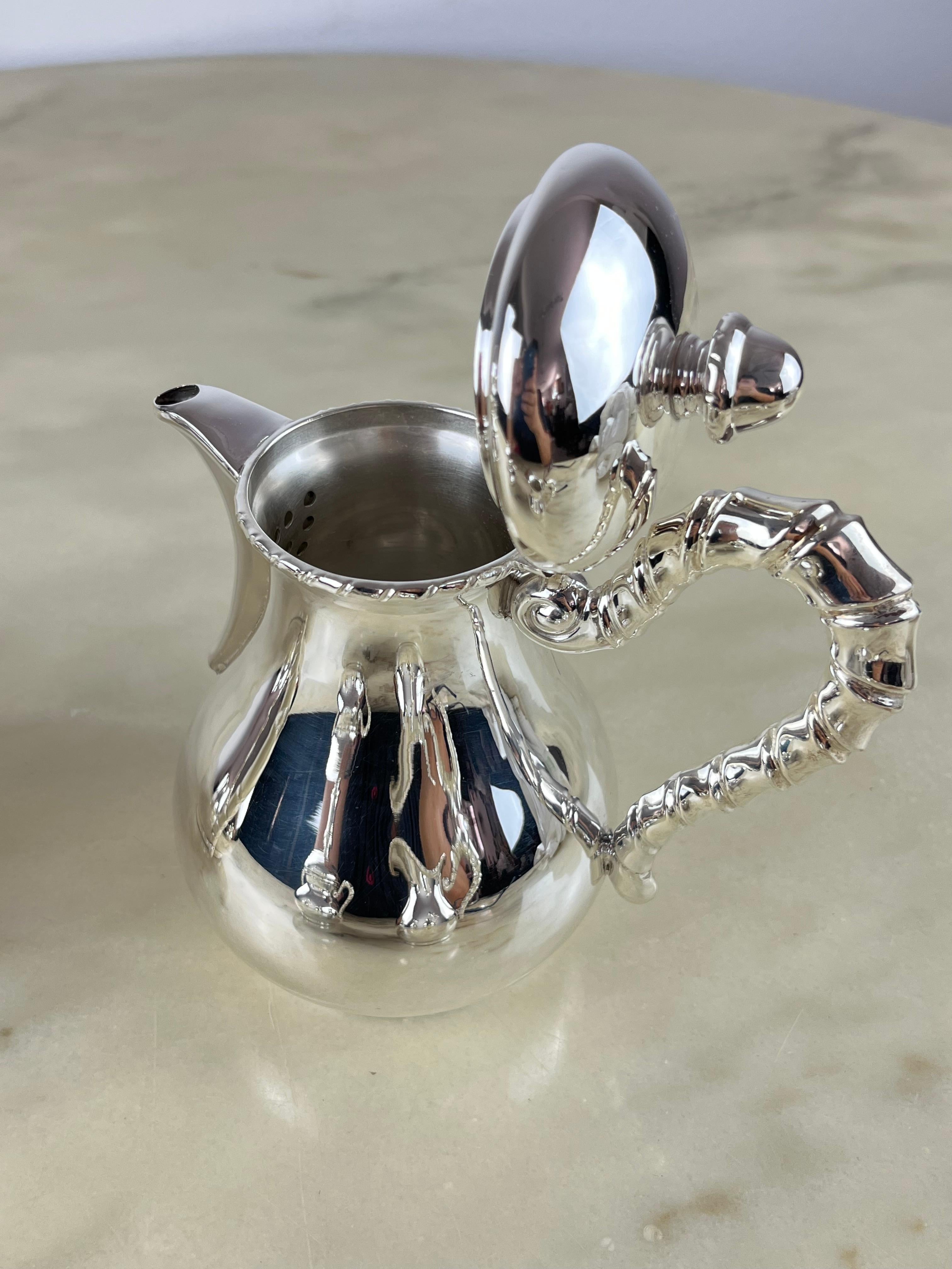 800 Silver Tea and Coffee set 4 pieces Made in Italy, 80s. For Sale 1