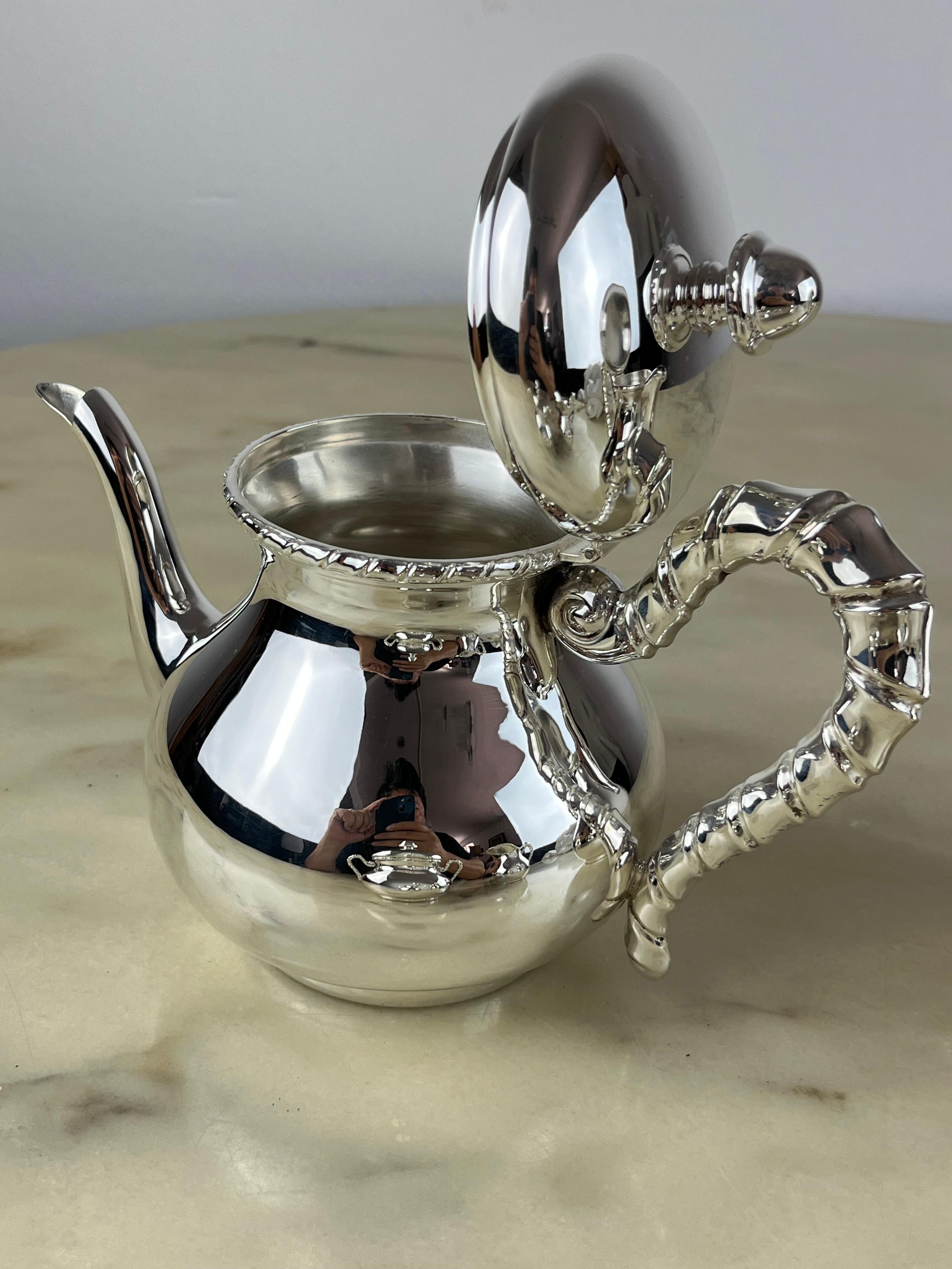 800 Silver Tea and Coffee set 4 pieces Made in Italy, 80s. For Sale 2