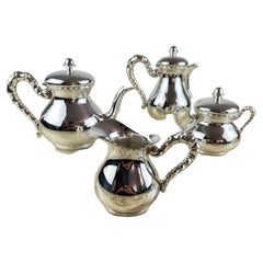 Vintage 800 Silver Tea and Coffee set 4 pieces Made in Italy, 80s.