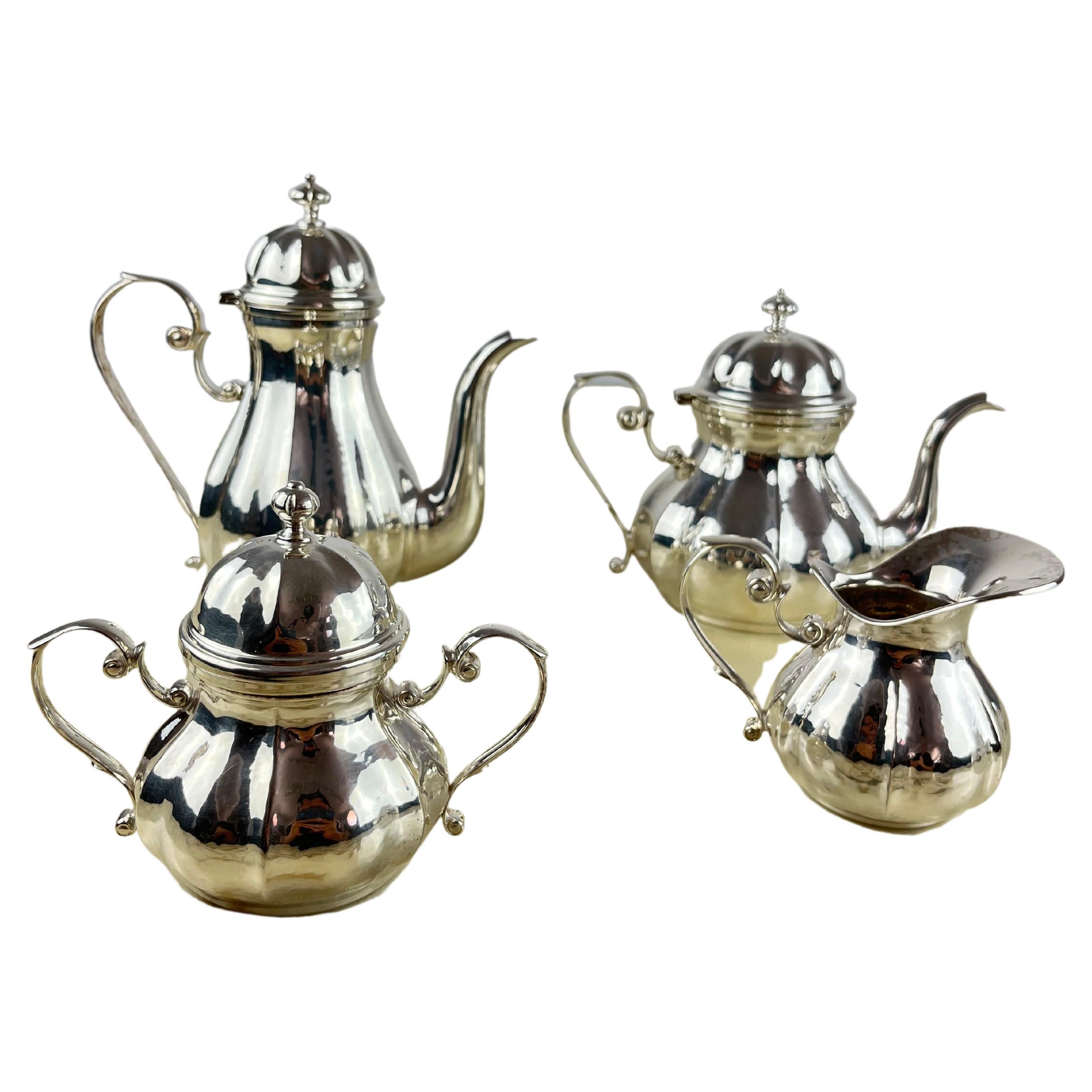 800 Silver Tea and Coffee set 4 pieces Made in Italy, 80s. For Sale