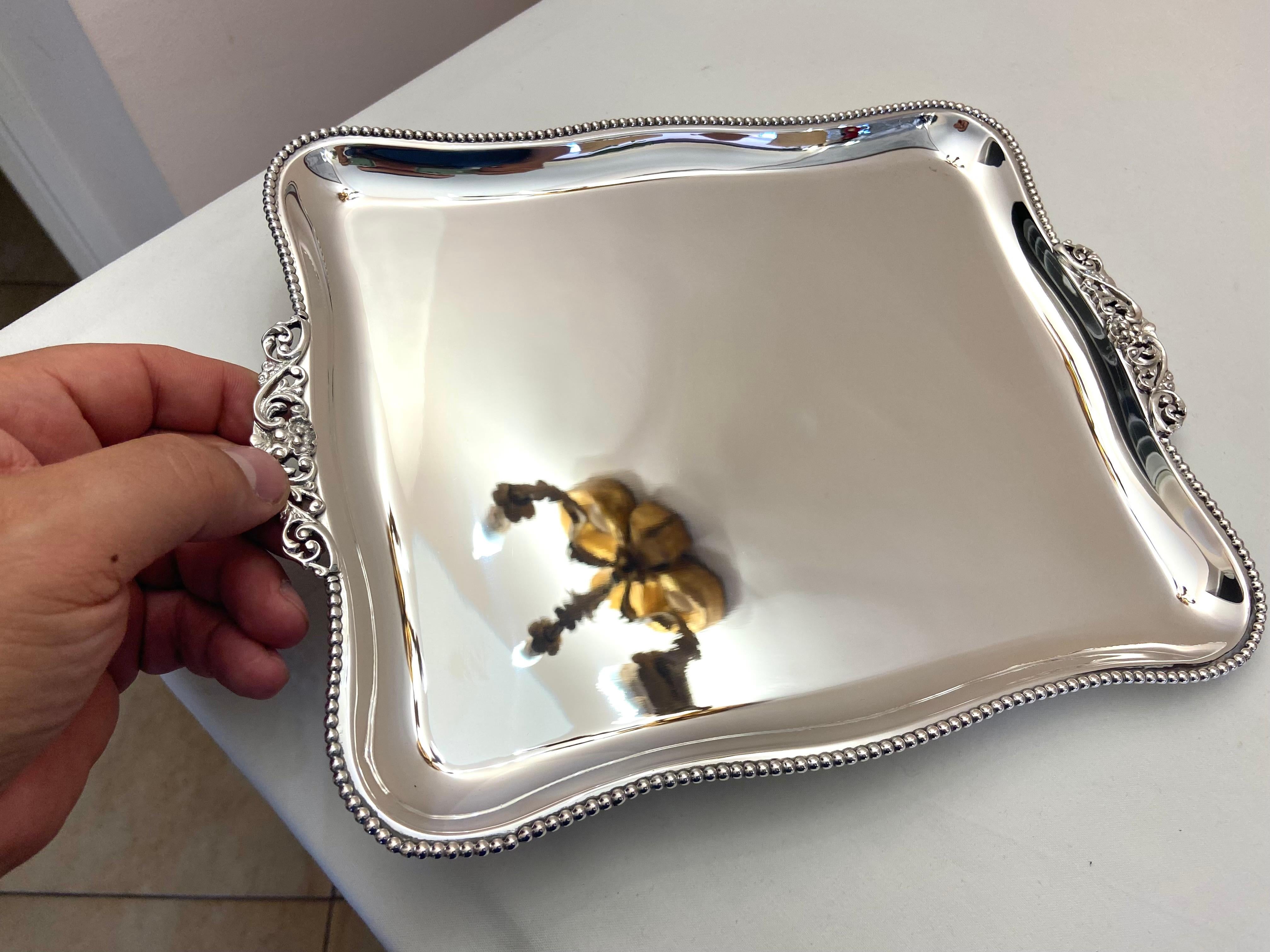 800 Silver Tray, Made in Italy In Excellent Condition For Sale In Palermo, IT