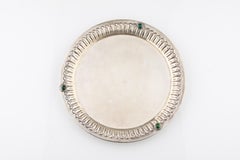 800 Silver Tray Platter, Pitcher Carafe, and 6 Small Chalice Goblets