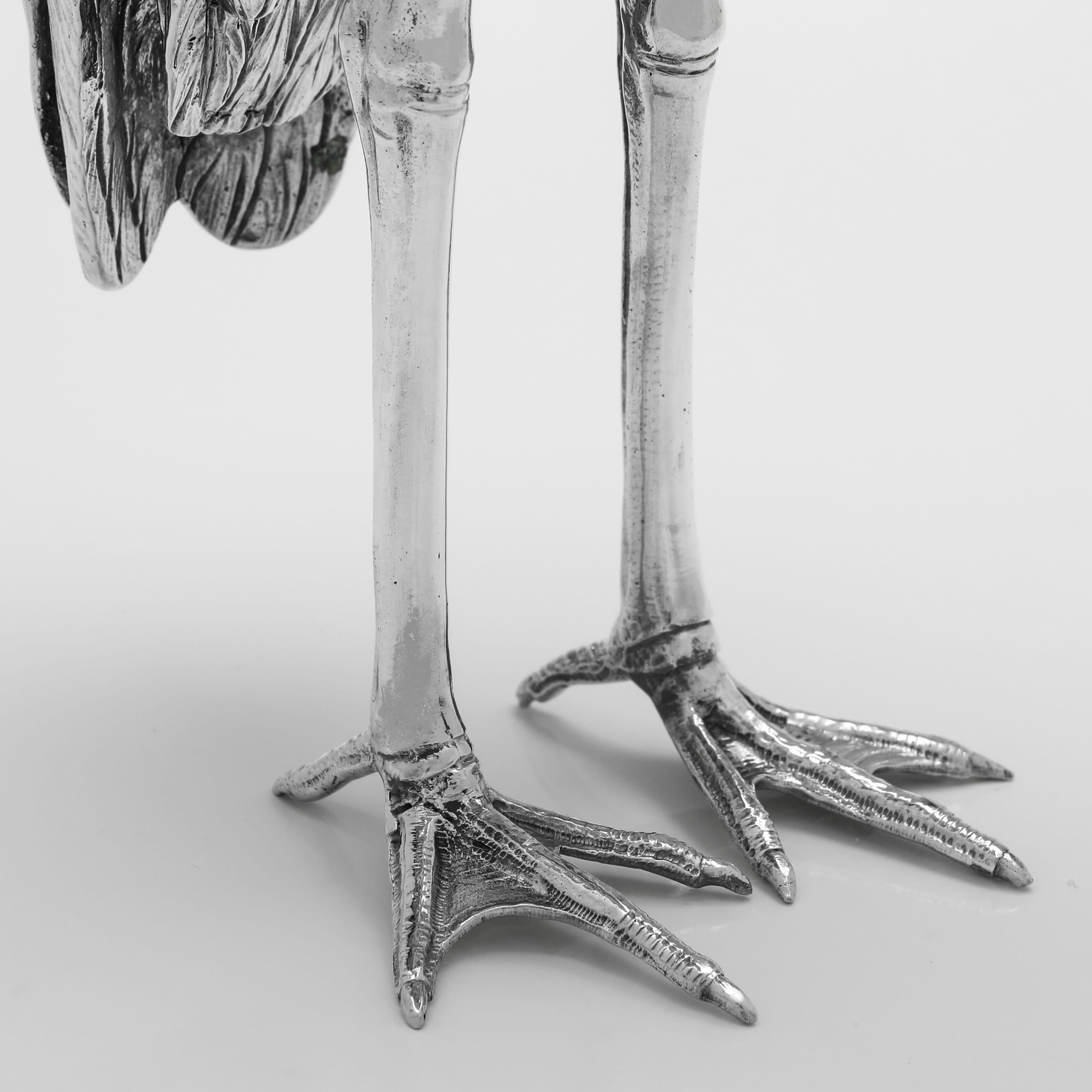 Argento 800 modello standard in argento di una cicogna realizzata in Germania nel 1910 circa in vendita