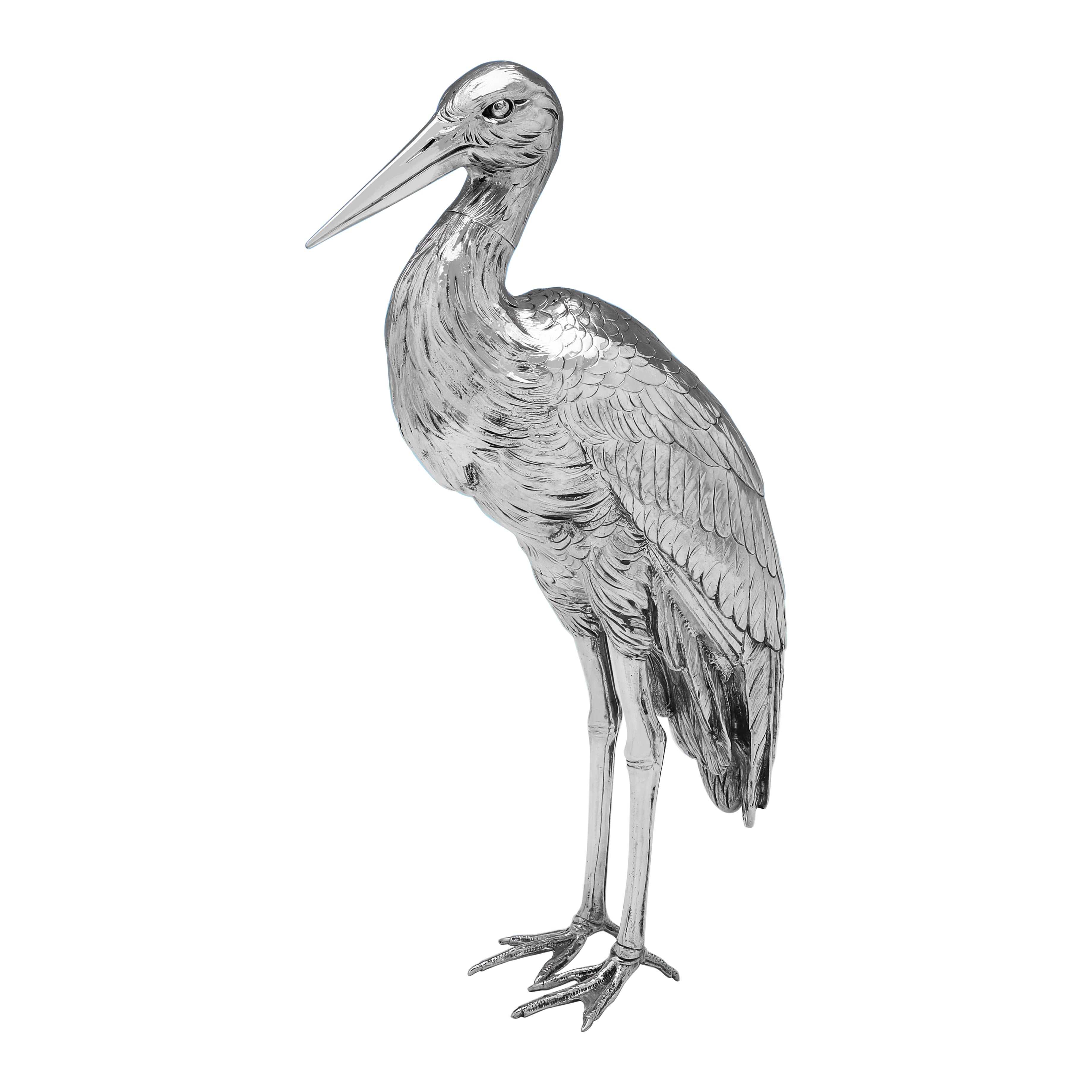 800 modello standard in argento di una cicogna realizzata in Germania nel 1910 circa