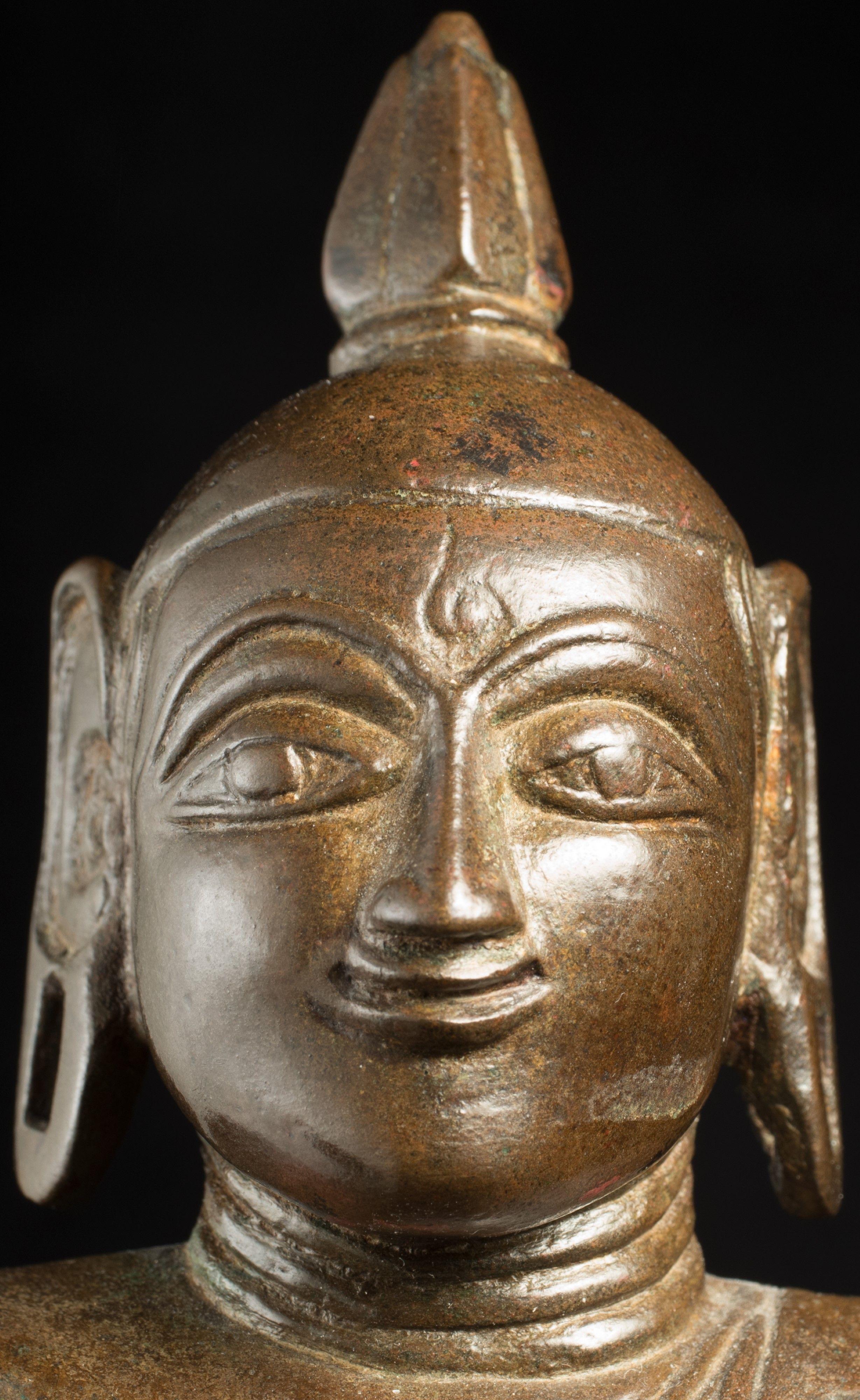A Very Large and Rare 14-16thC Nagapattinam Bronze Buddha, 8000 In Good Condition For Sale In Ukiah, CA