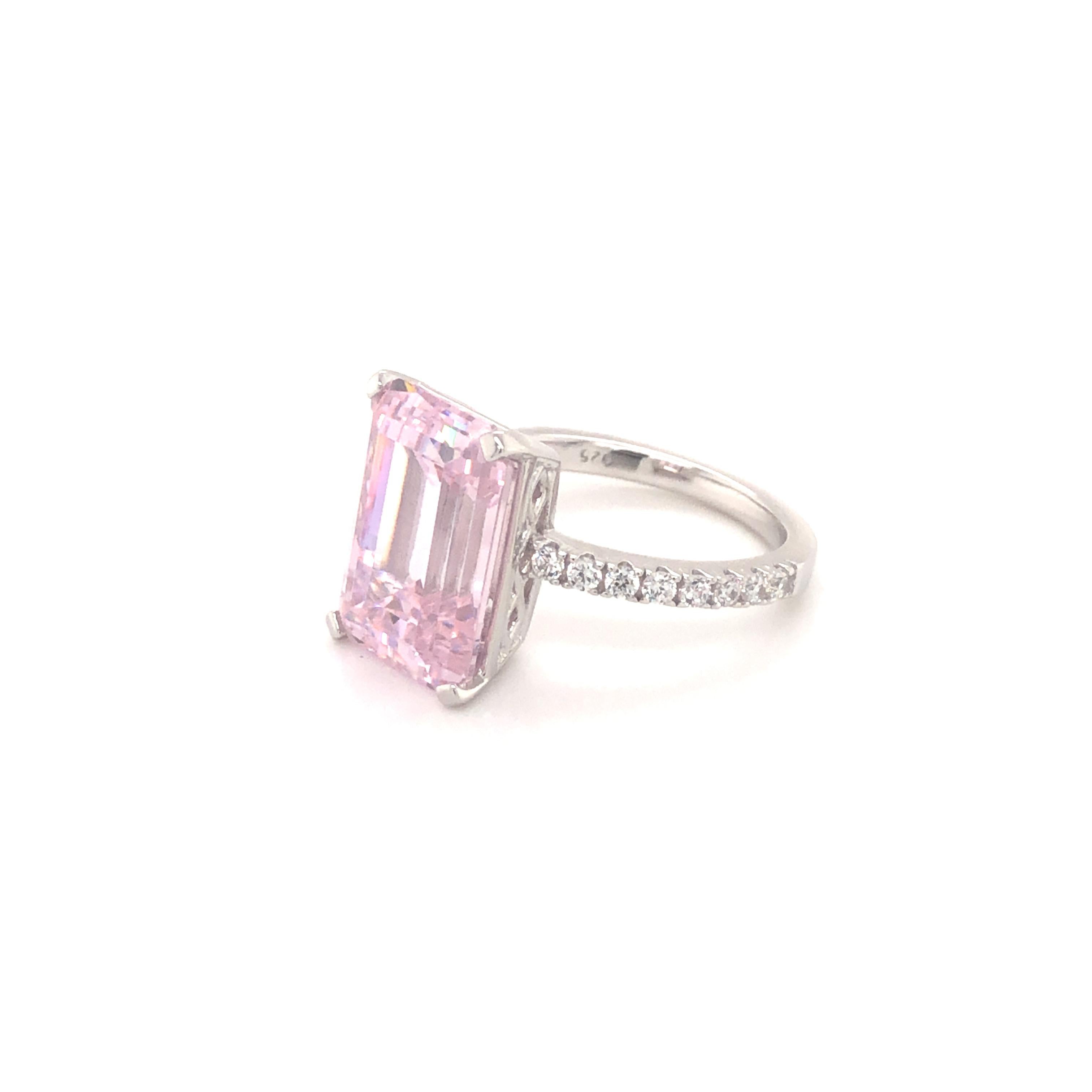 pink diamond emerald cut ring